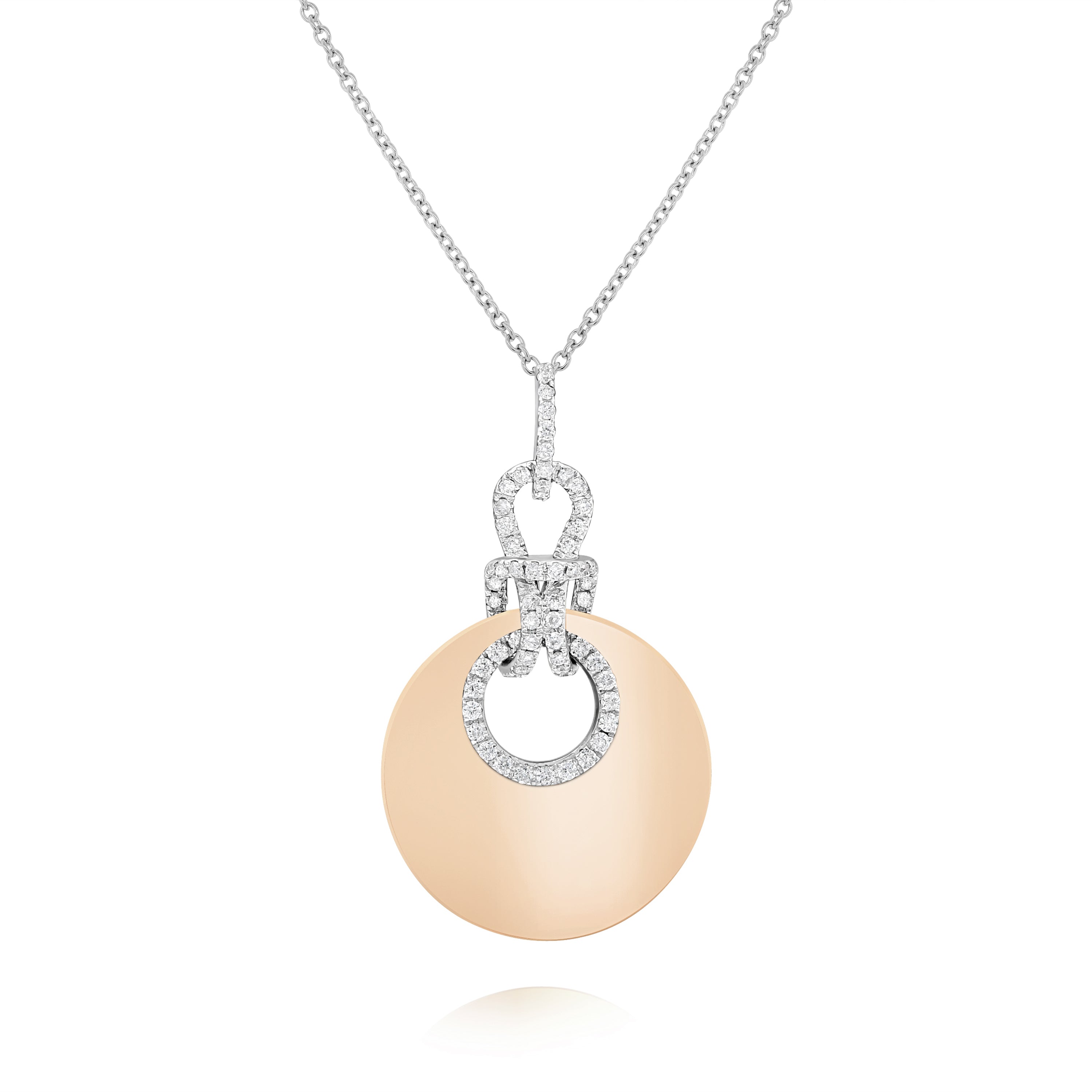 0.5 ct. Diamond 18K Two Tone Gold Circle Tag Charm Pendant