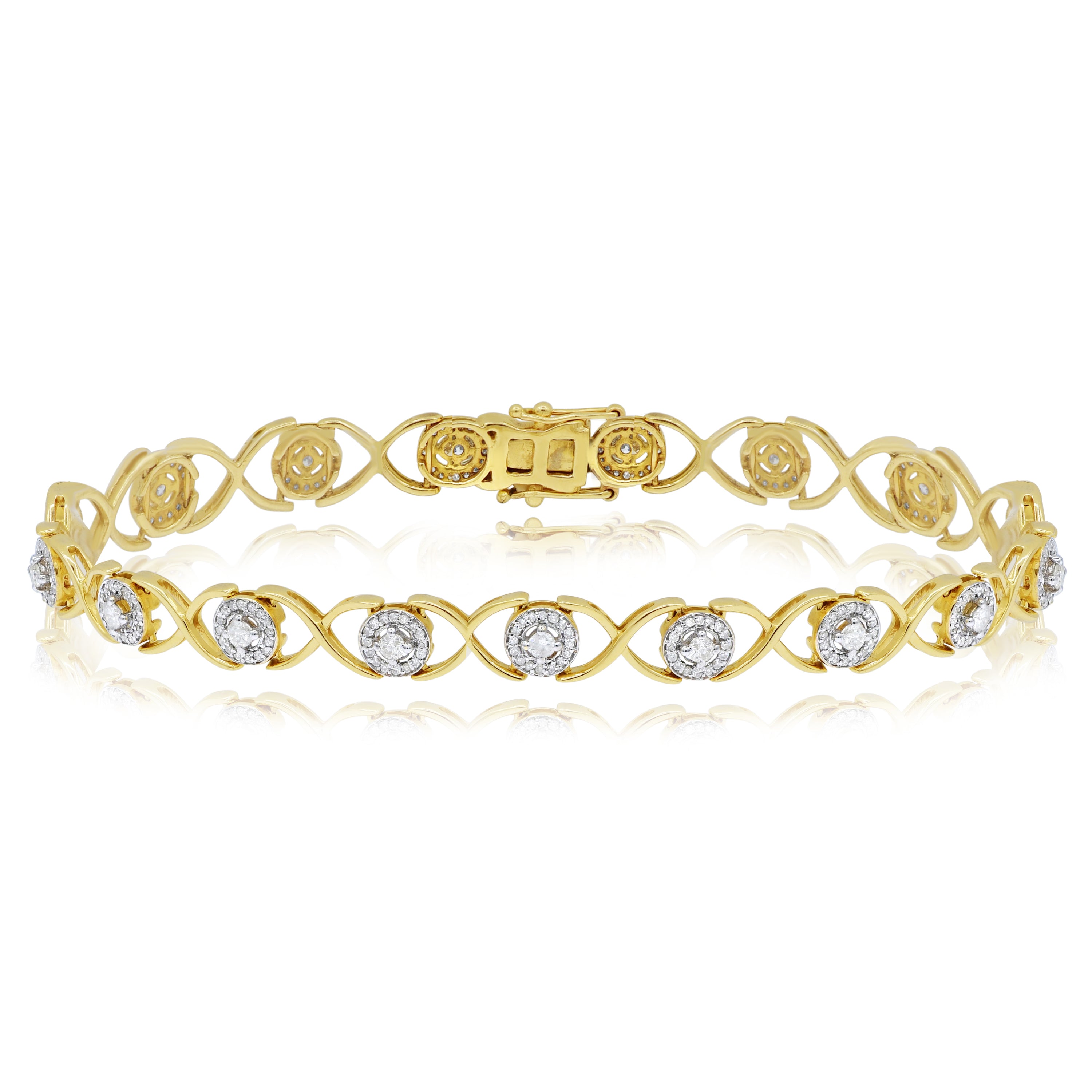 1.15 ct. Diamond 14K Yellow Gold Criss-Cross Link Bracelet