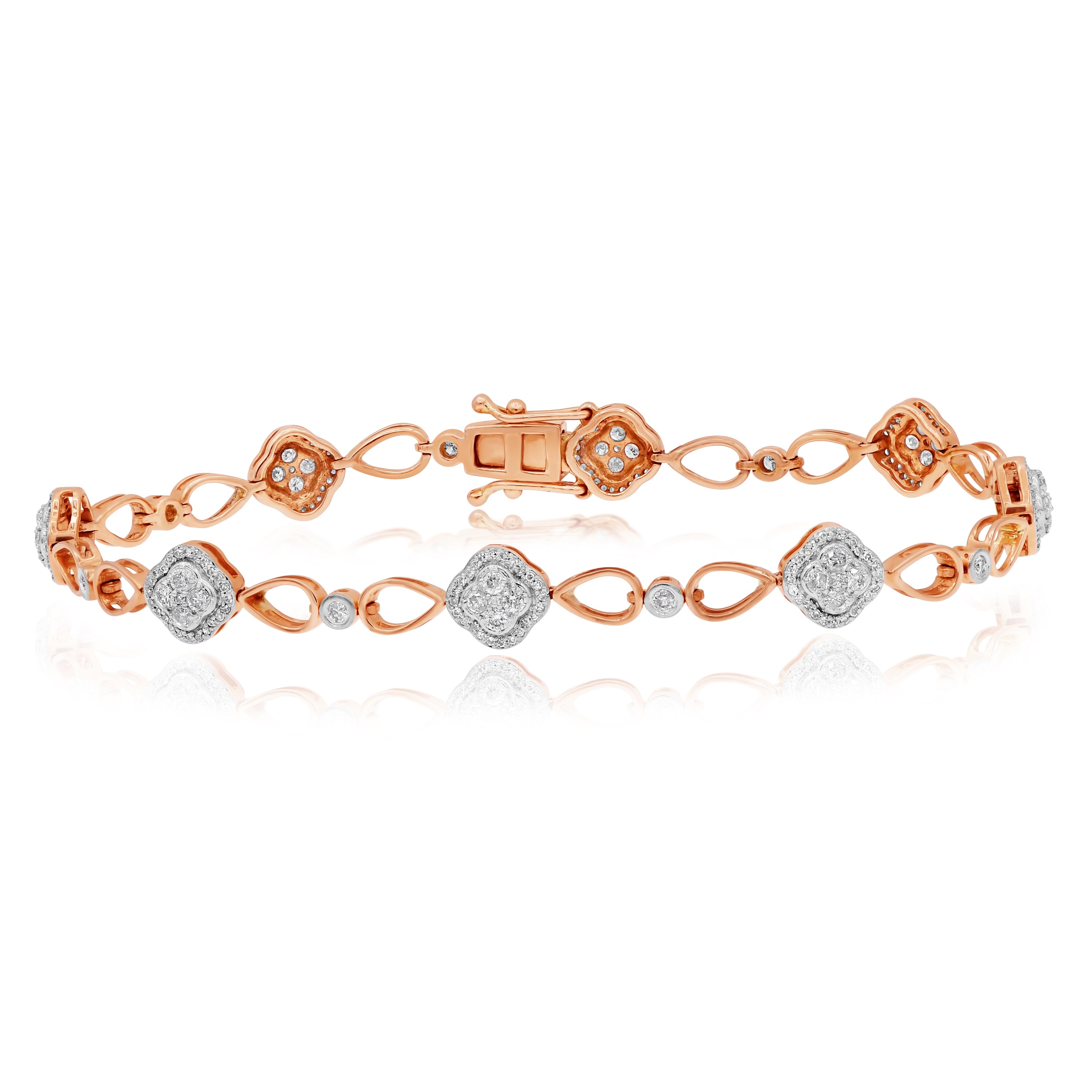 1.27 ct. Diamond 14K Rose Gold Floret Link Bracelet