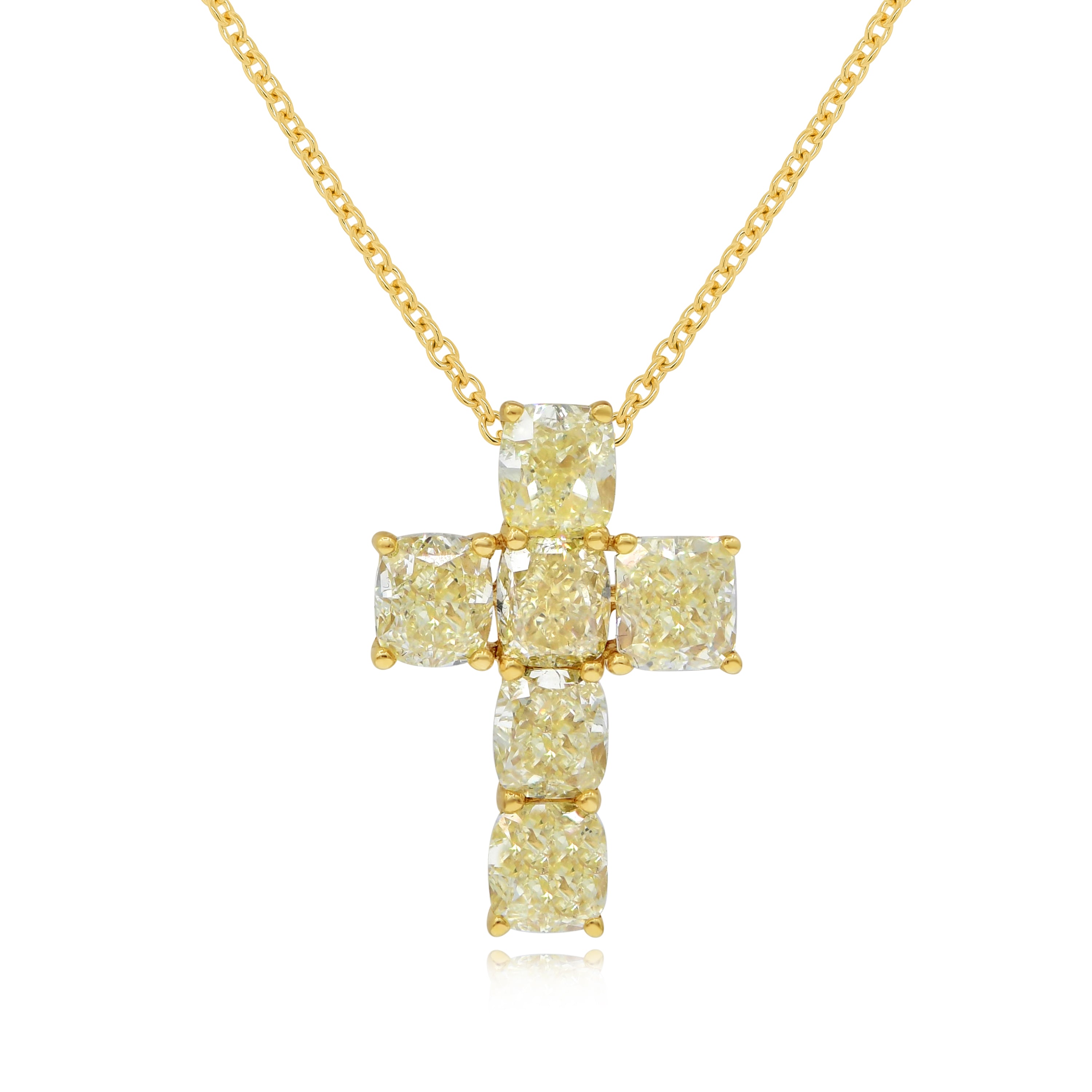4.38 ct. Yellow Diamond 18K Yellow Gold Cross Pendant