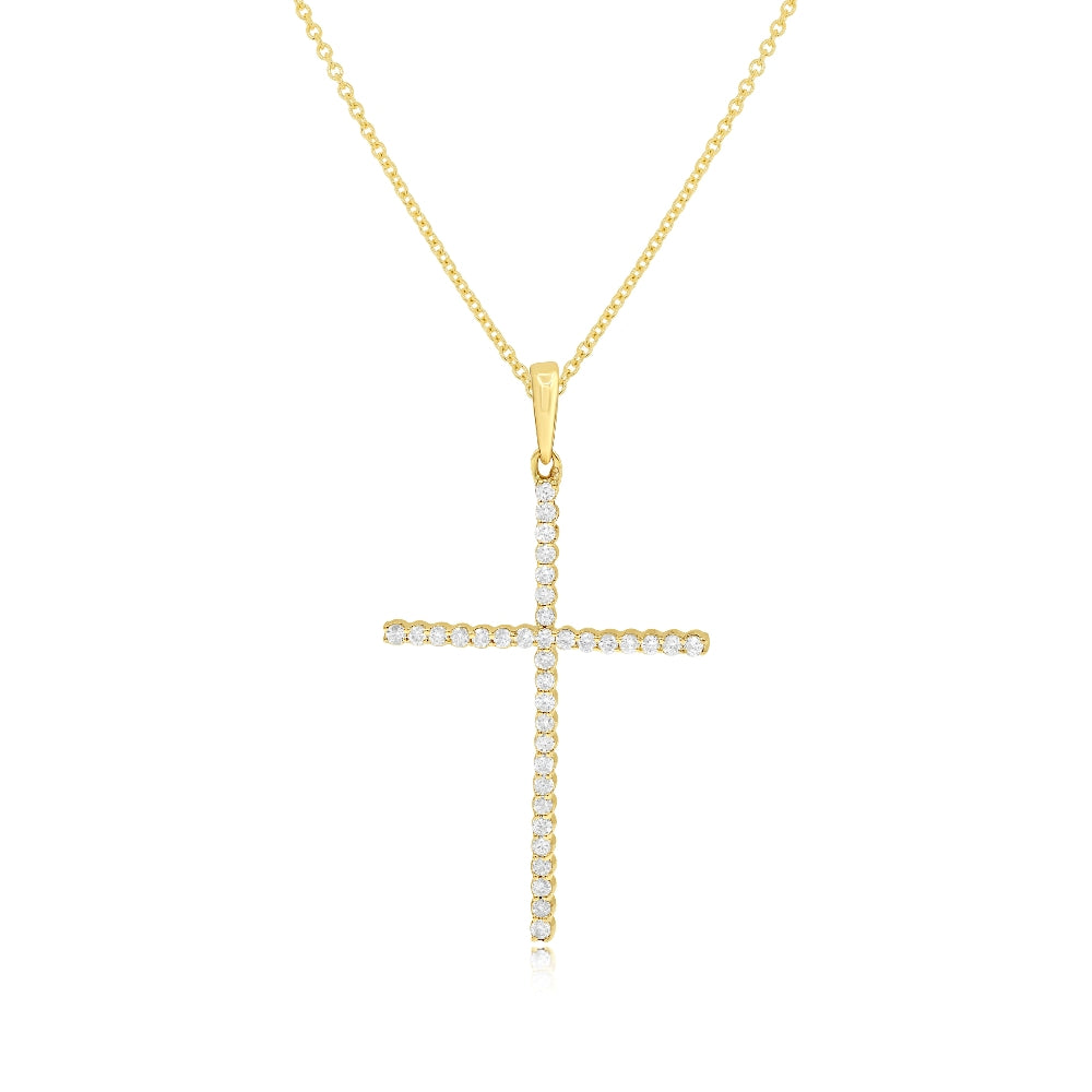 0.22 ct. Diamond 14K Yellow Gold Cross Pendant