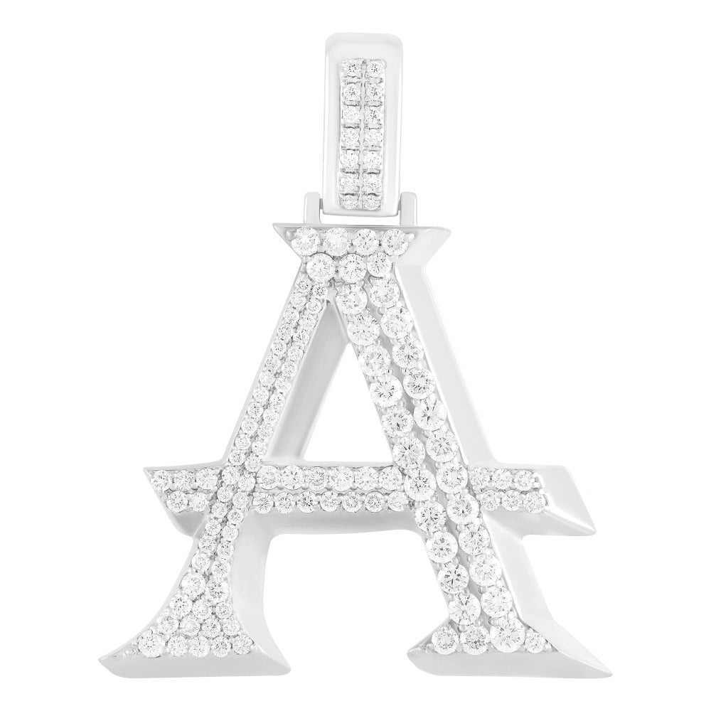 1.62 ct. Diamond 14K White Gold 'A' Initial Pendant