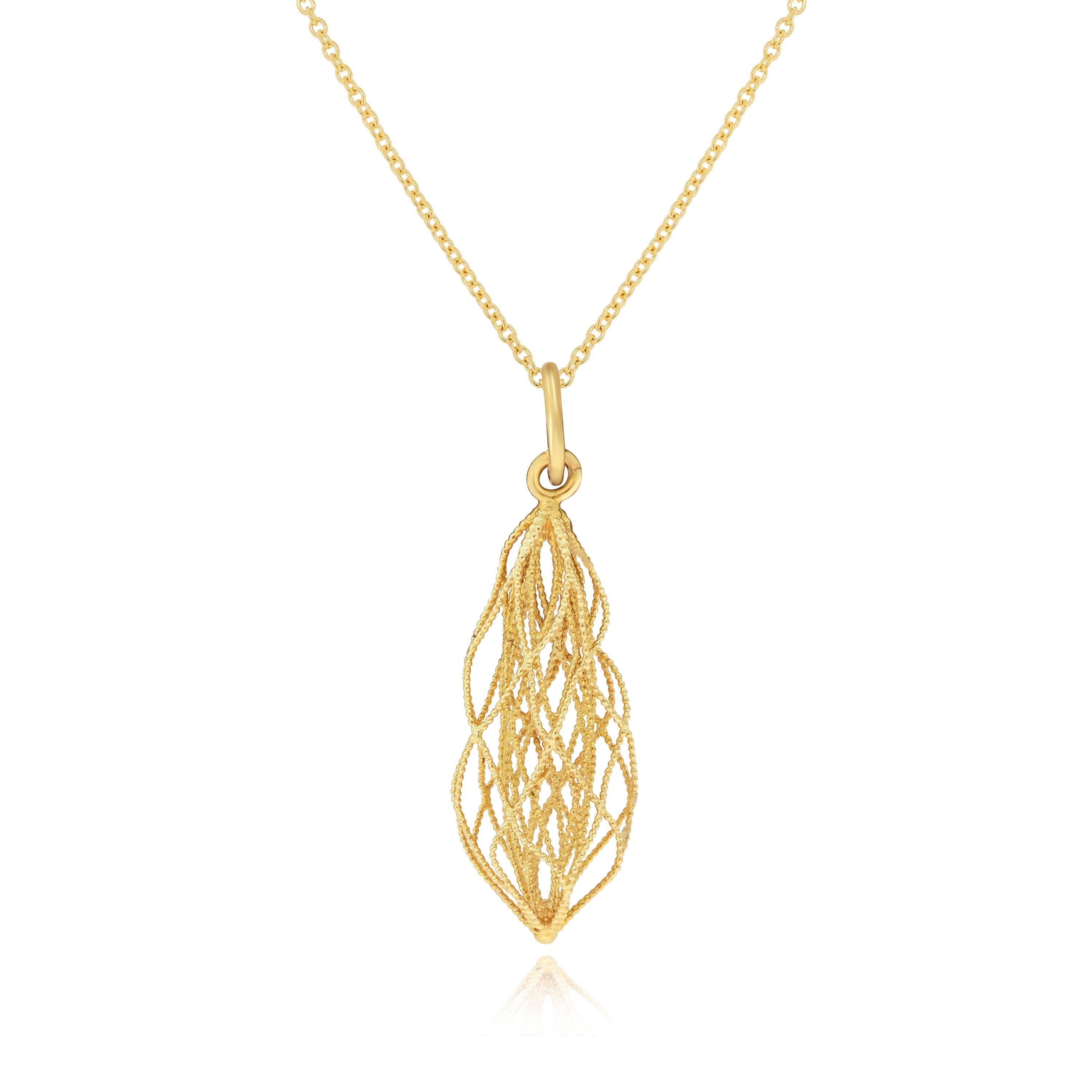 14K Yellow Gold 3D Wire Pendant