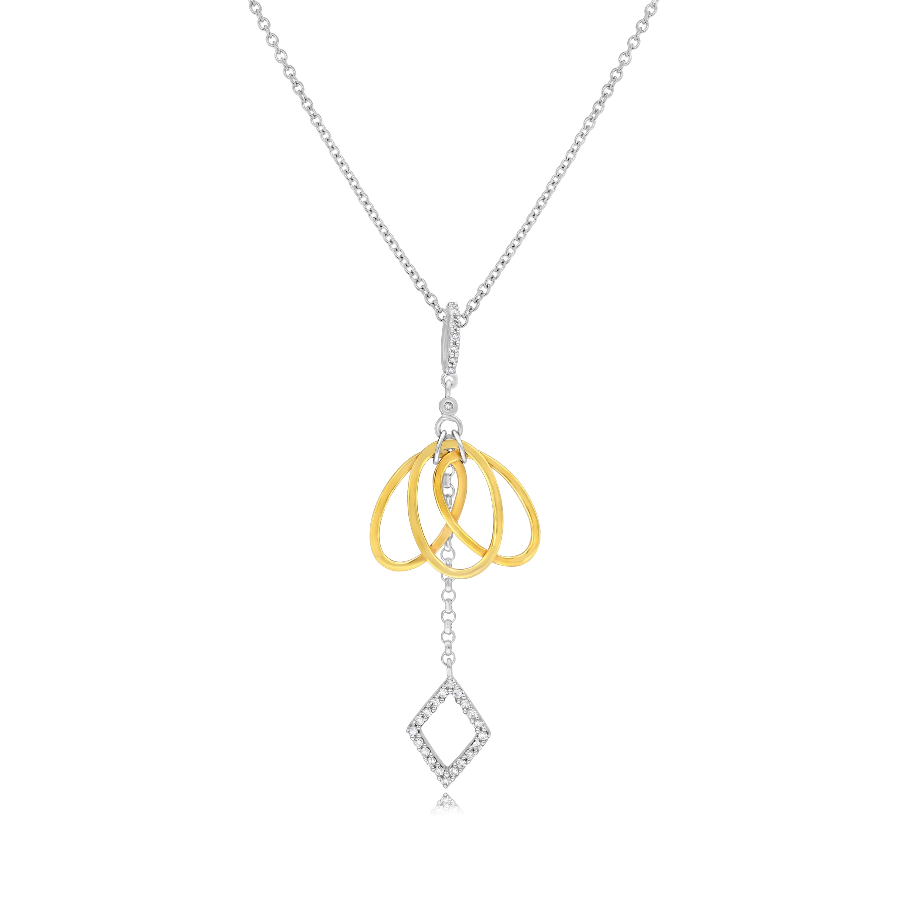 0.12 ct. Diamond 14K Two Tone Gold Abstract Umbrella Pendant