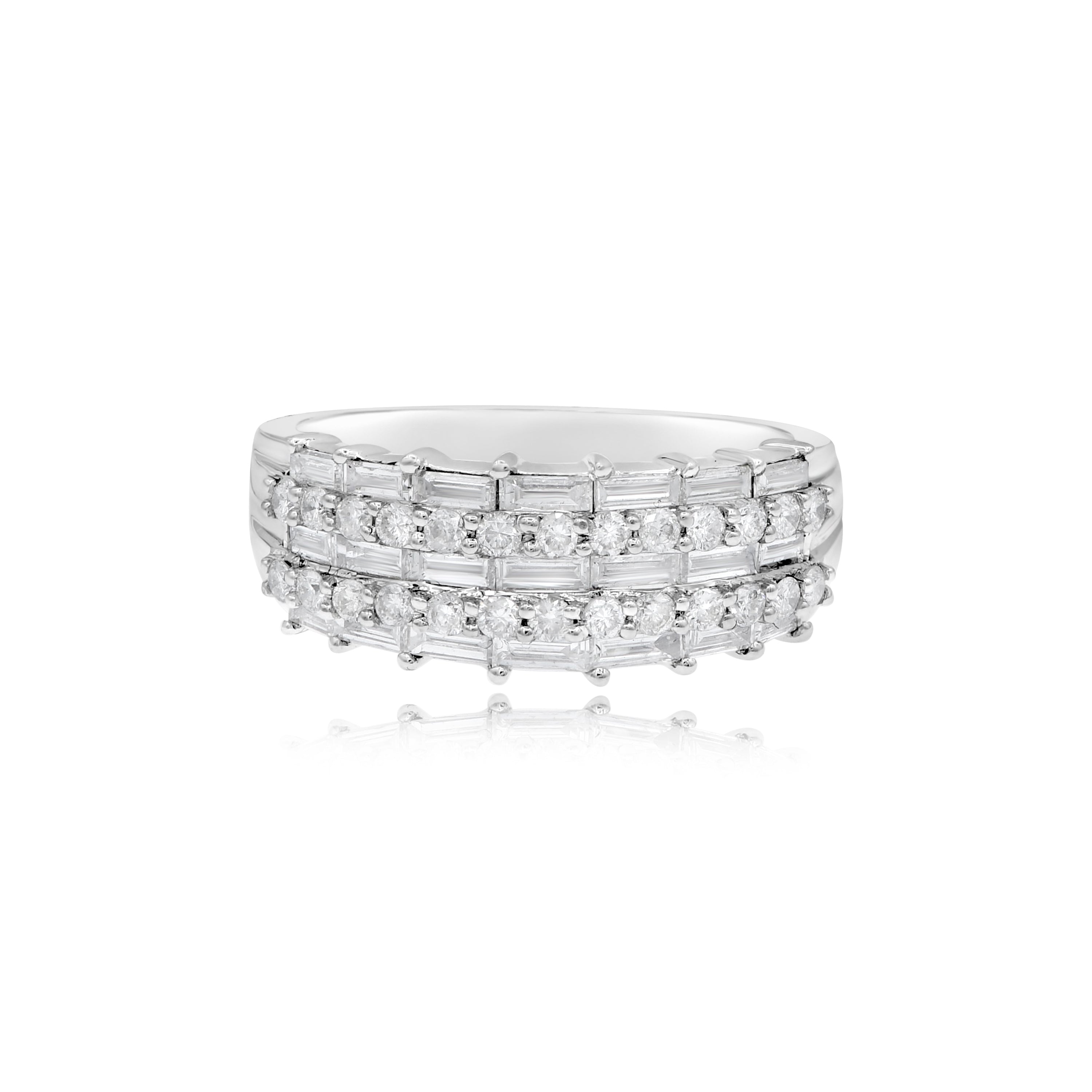 1.13 ct. Diamond 18K White Gold Multi-Row Half Eternity Band