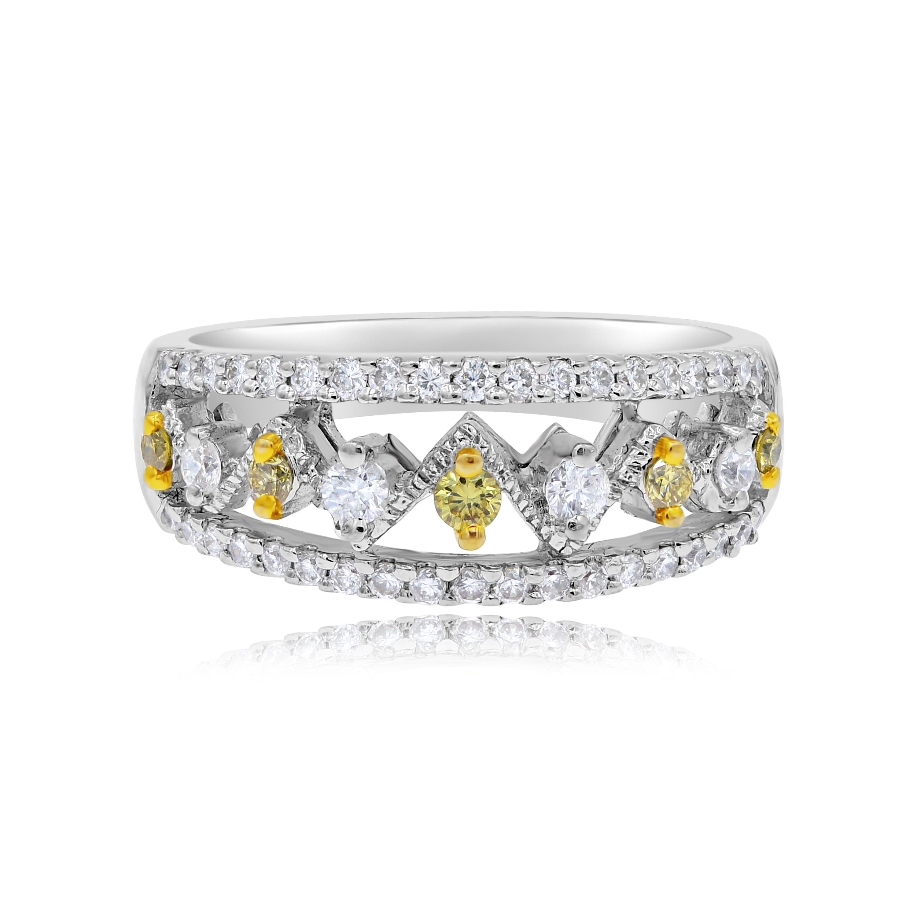0.57 ct. Diamond 18K White Gold Openwork Wide Ring