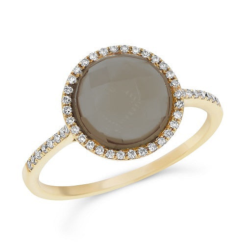 2.67 ct. Quartz & 0.12 ct. Diamond 14K Yellow Gold Halo Ring