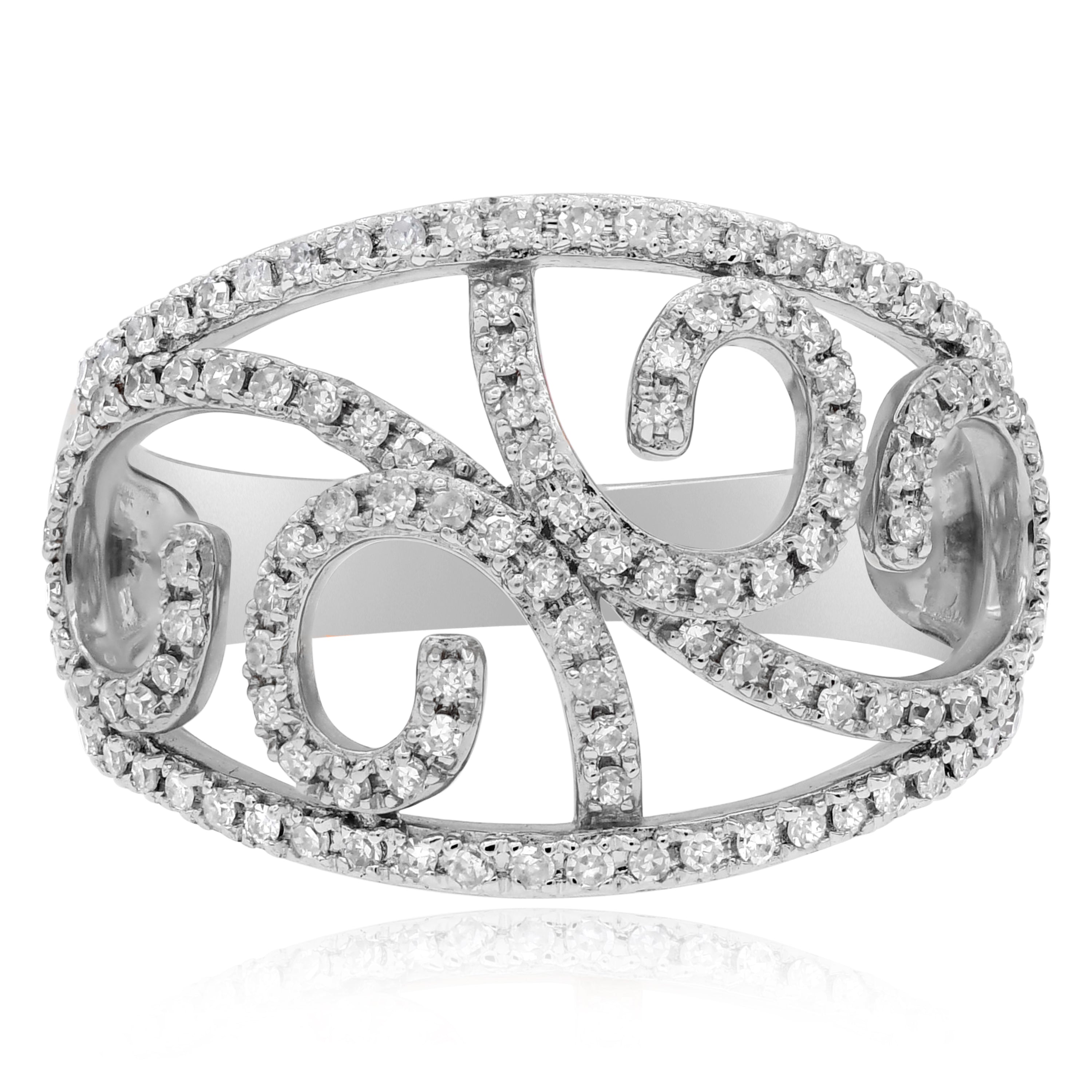 0.47 ct. Diamond 14K White Gold Pave Wide Band Cocktail Ring