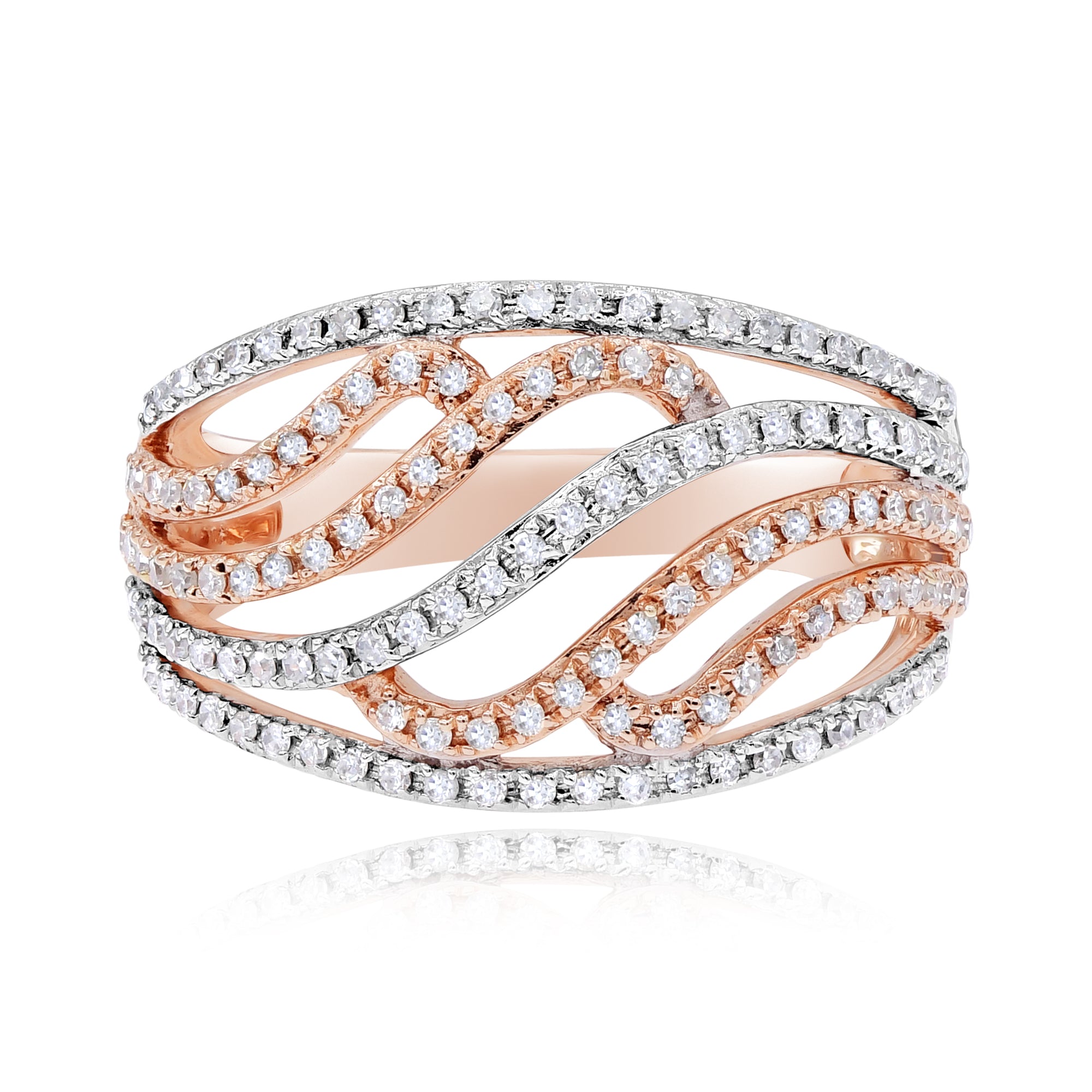 0.53 ct. Diamond 14K Rose Gold Layered Crossover Ring