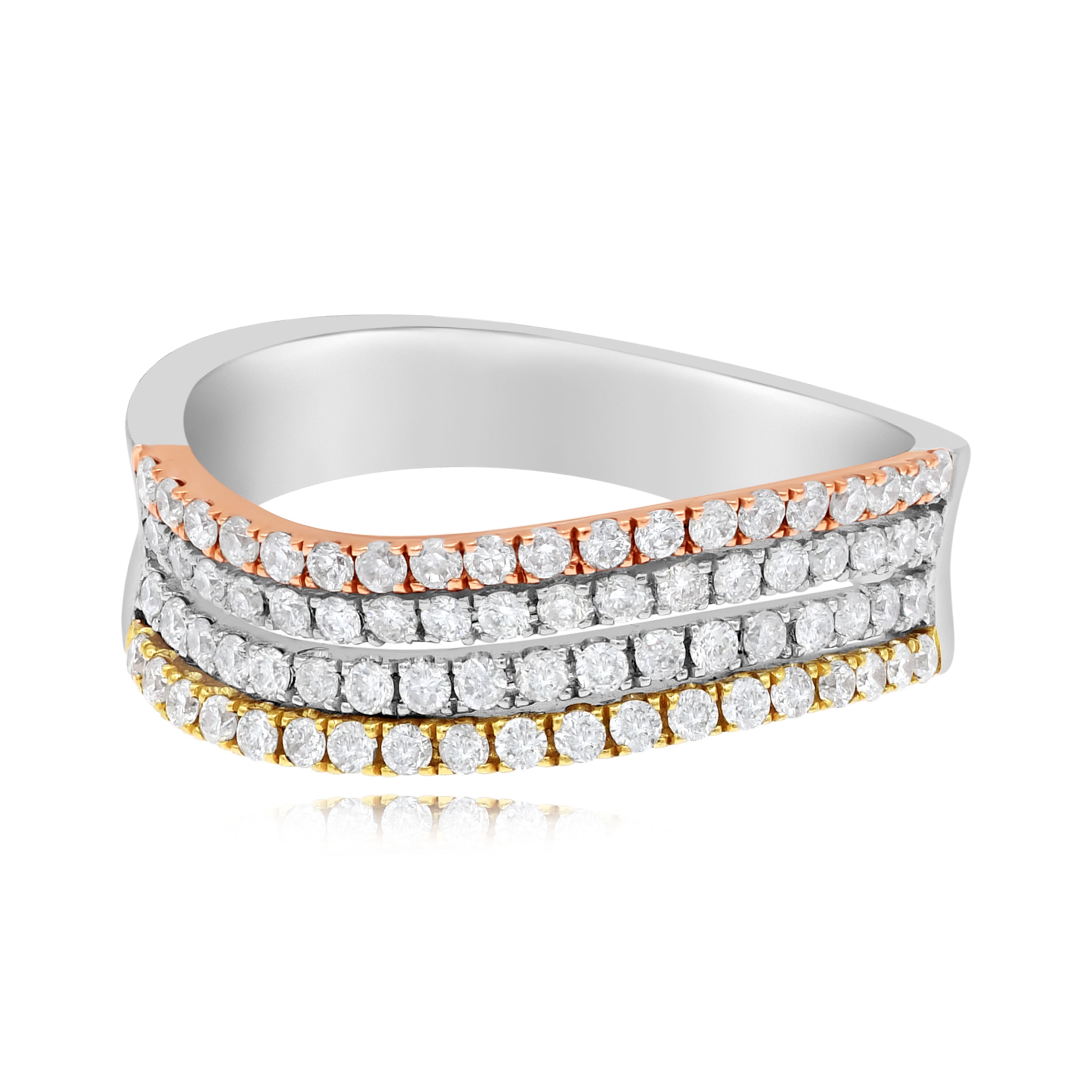 0.61 ct. Diamond 14K Three Tone Gold Multi-Row Half Eternity Band