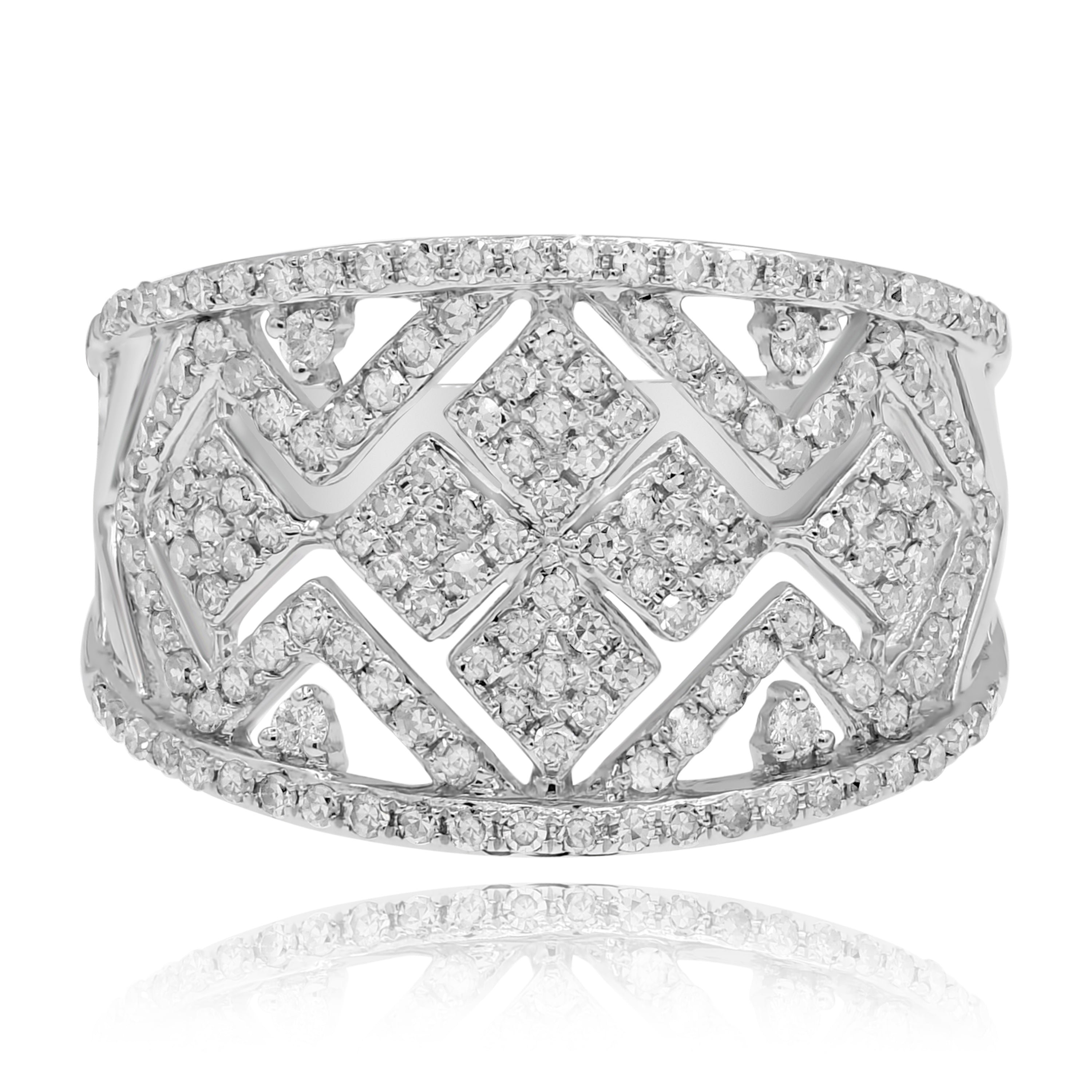 0.74 ct. Diamond 14K White Gold Square Geometrical Band