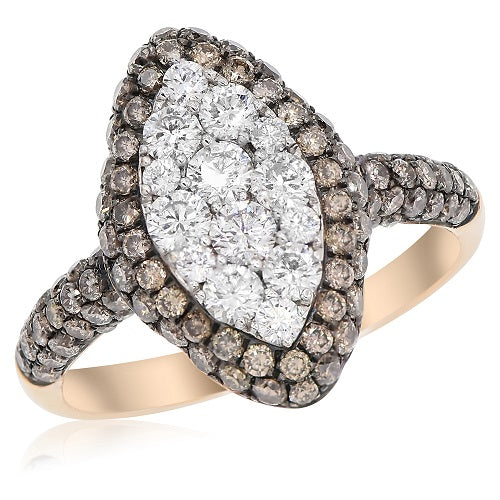 1.07 ct. Brown Diamond & 0.67 ct. Diamond 14K Rose Gold Pave Evil Eye Ring