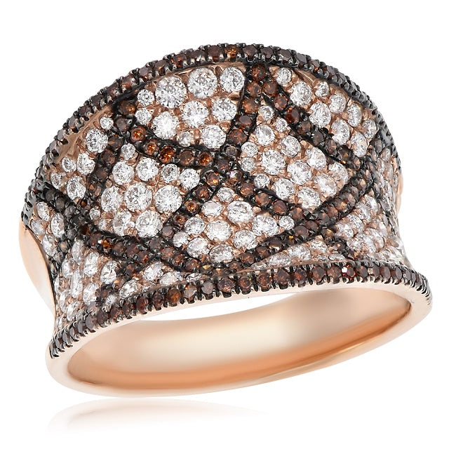 1.4 ct. Red & White Diamond 14K Rose Gold Vintage Vixen Wide Band
