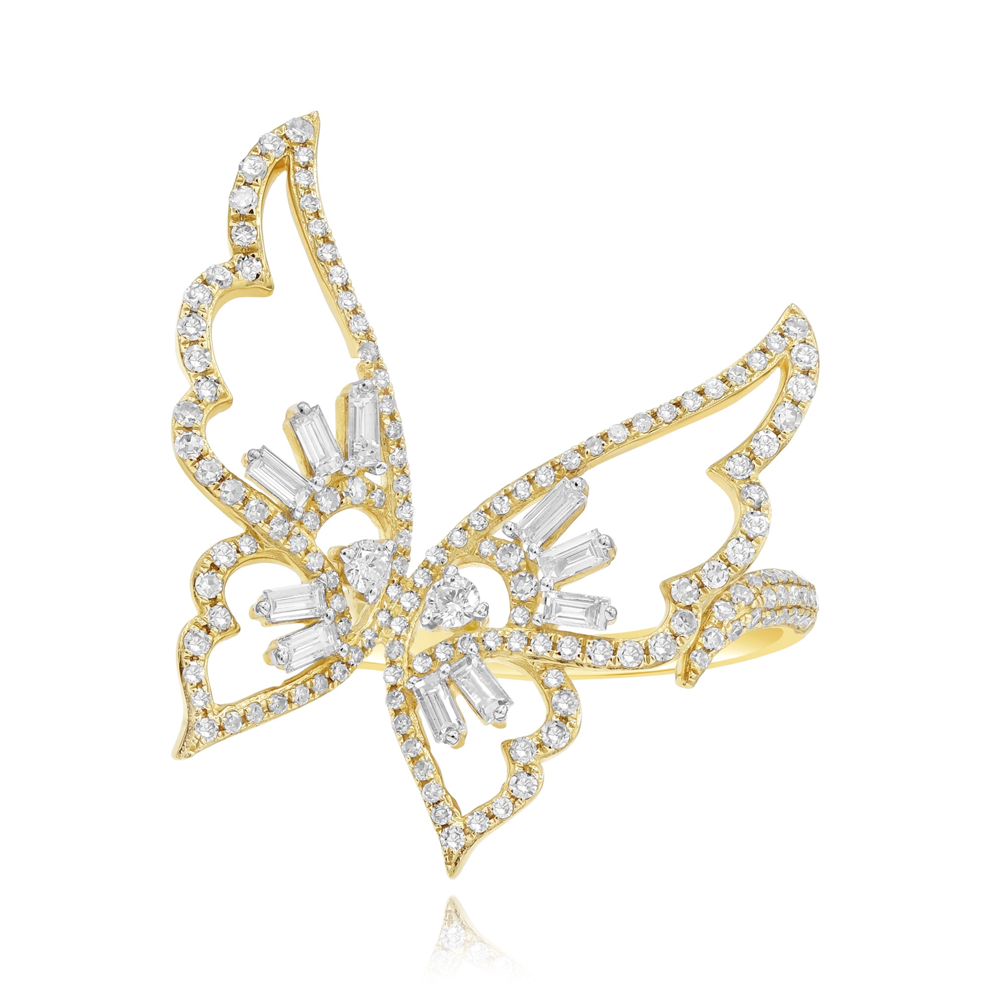 0.82 ct. Diamond 14K Yellow Gold Butterfly Pave Ring