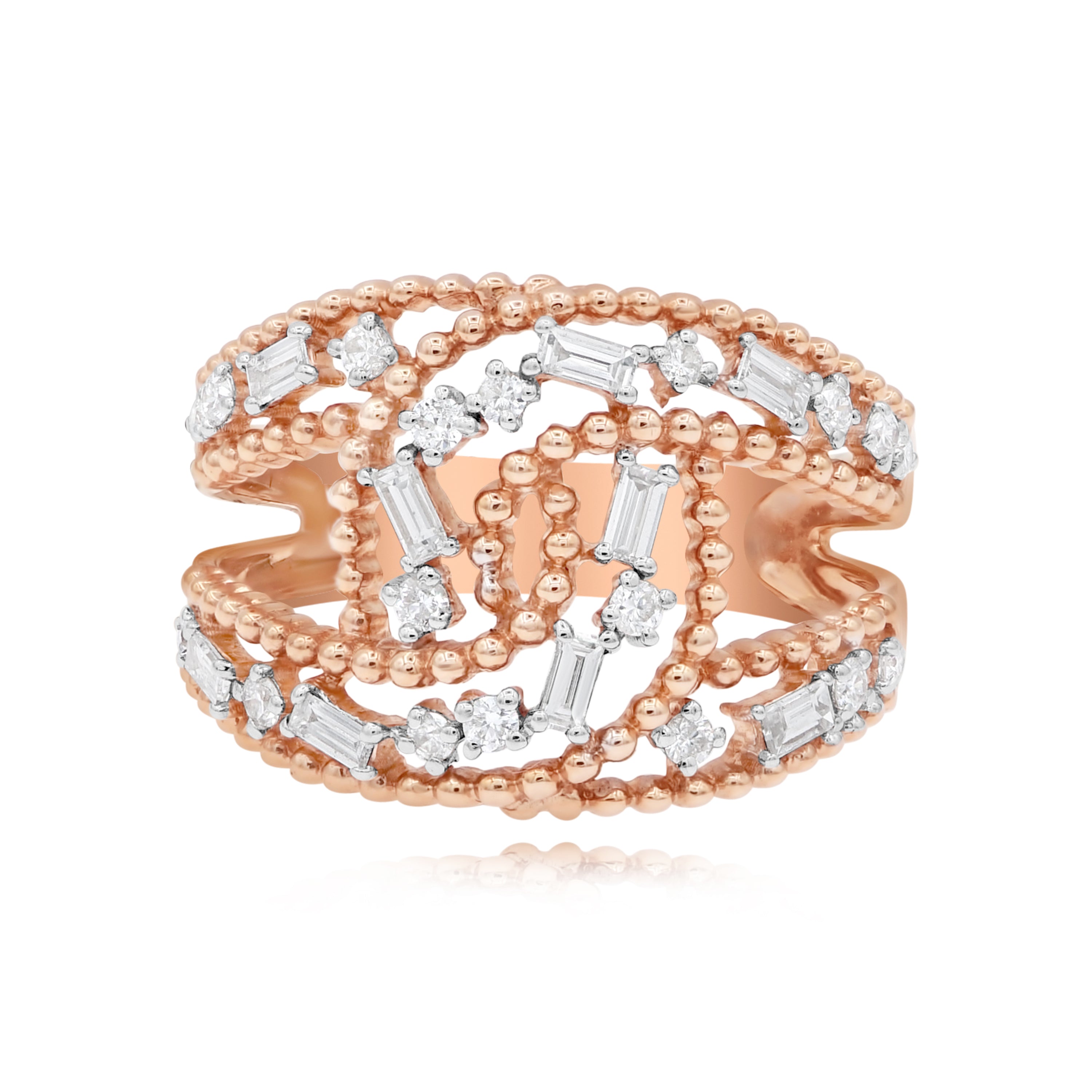 0.47 ct. Diamond 14K Rose Gold Cluster Twist Ring