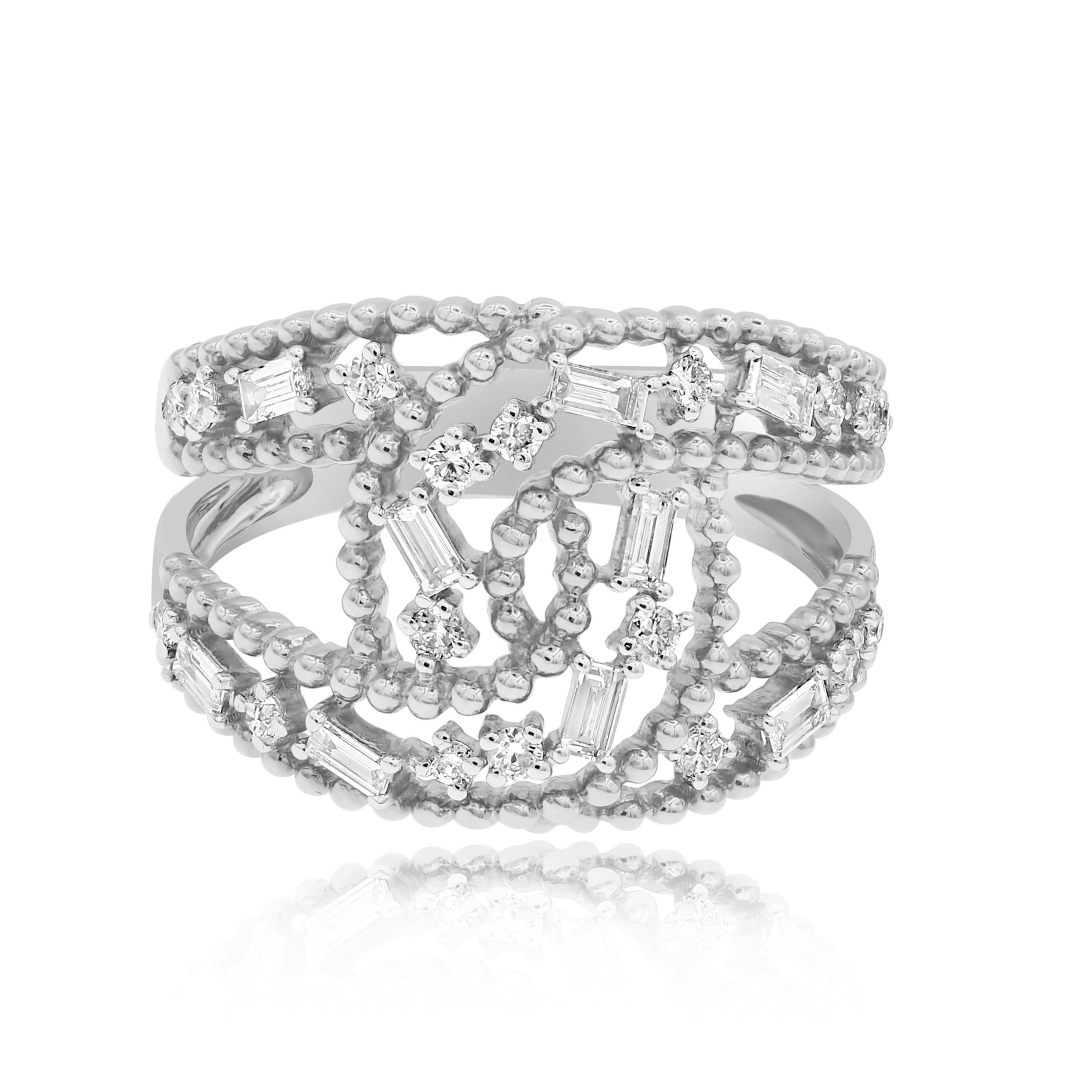 0.46 ct. Diamond 14K White Gold Cluster Twist Ring
