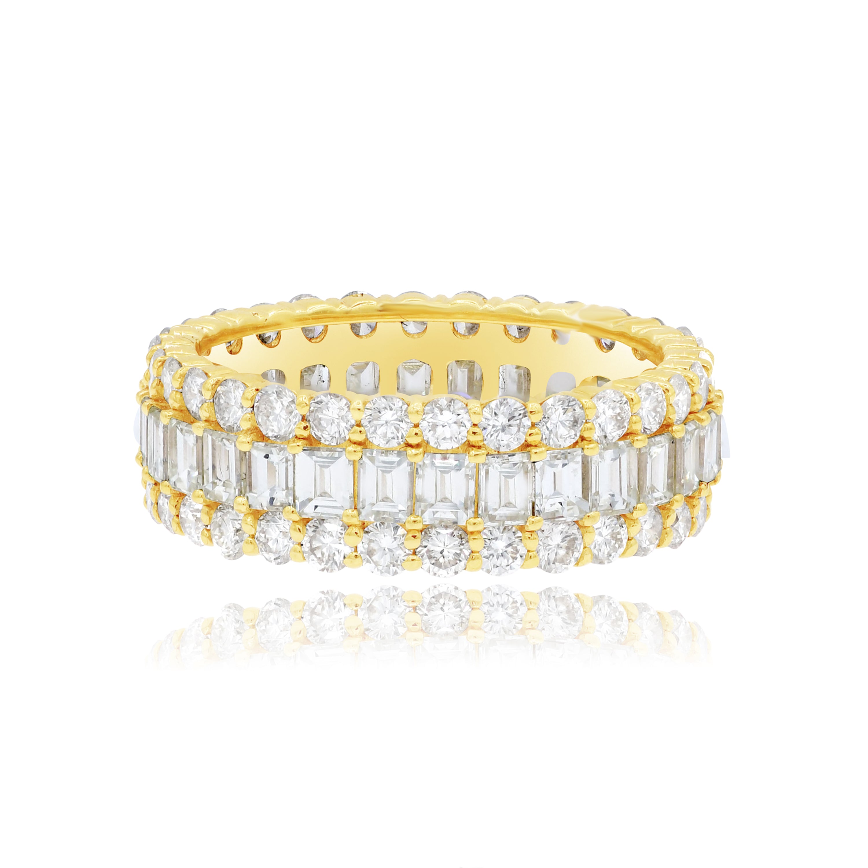 3.69 ct. Diamond 18K Yellow Gold Triple Rows Eternity Band