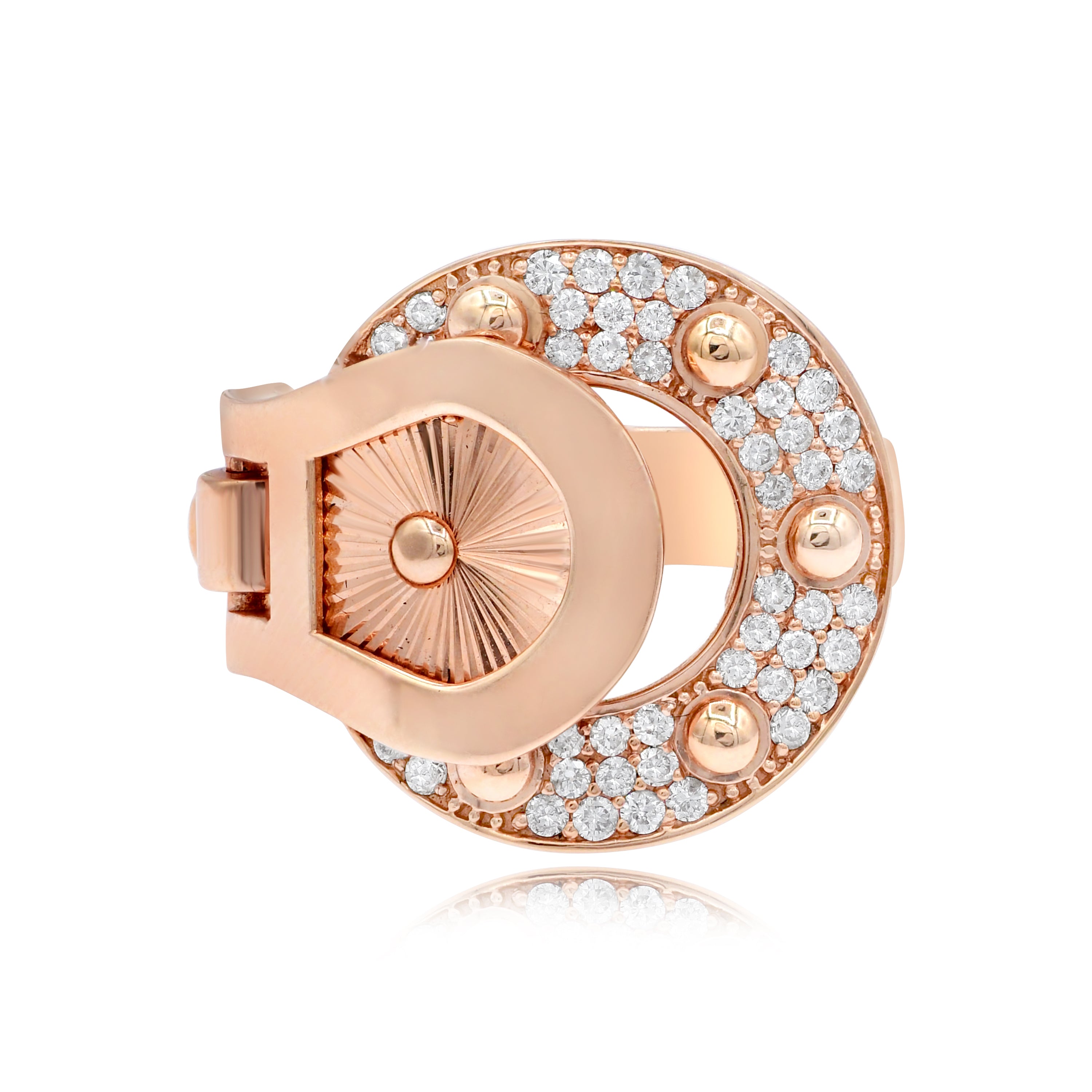 0.49 ct. Diamond 18K Rose Gold Belt Buckle Statement Ring