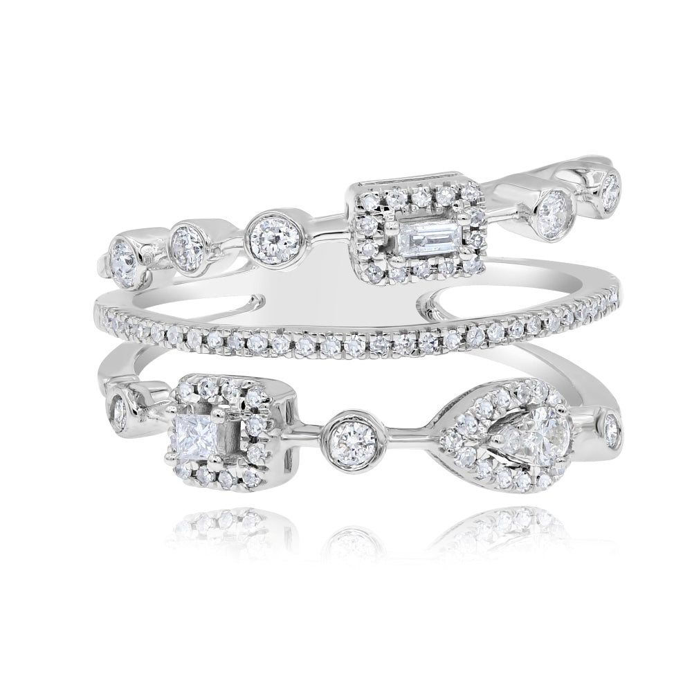 0.59 ct. Diamond 14K White Gold Multi Band Ring