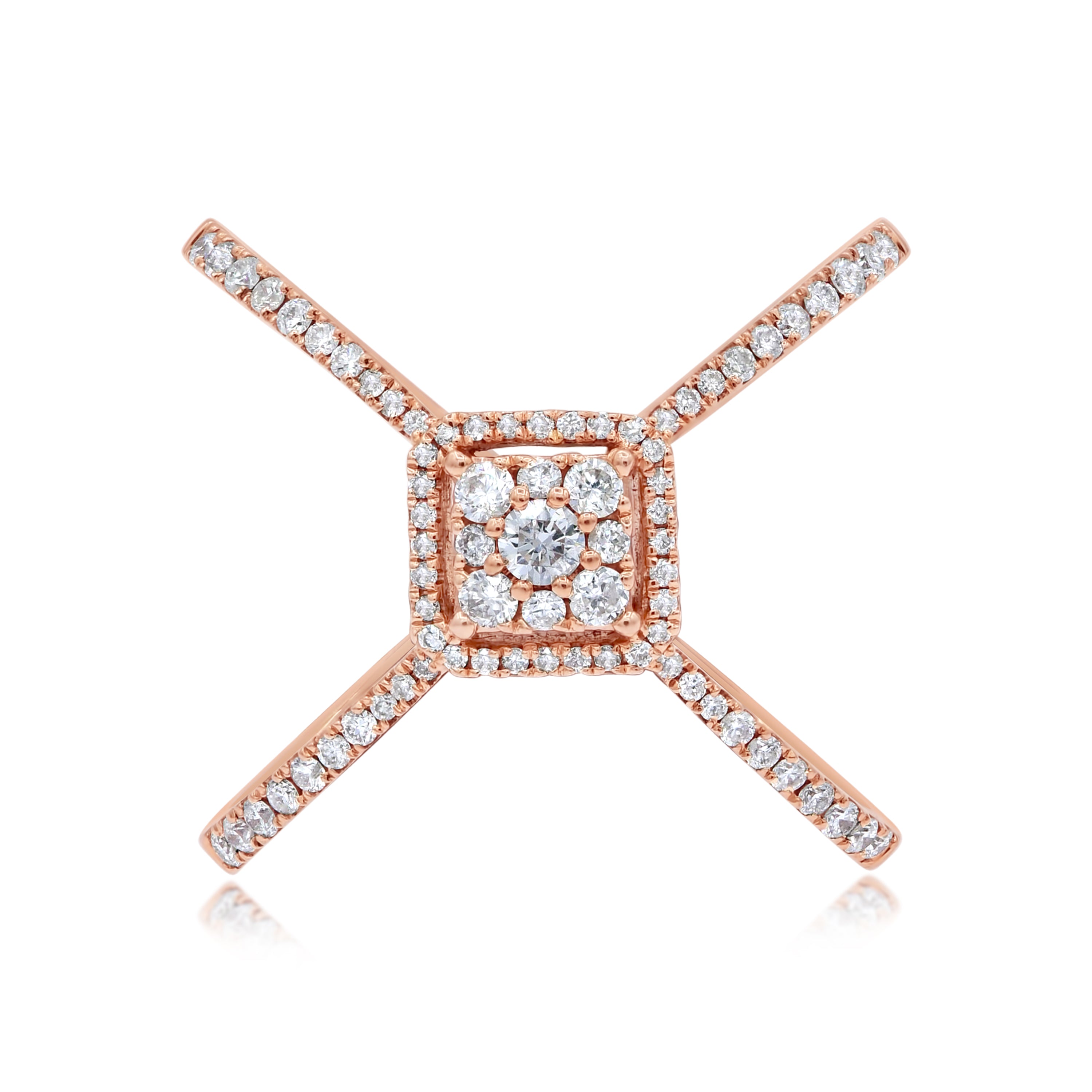 0.59 ct. Diamond 14K Rose Gold Pave Criss Cross Shank Ring