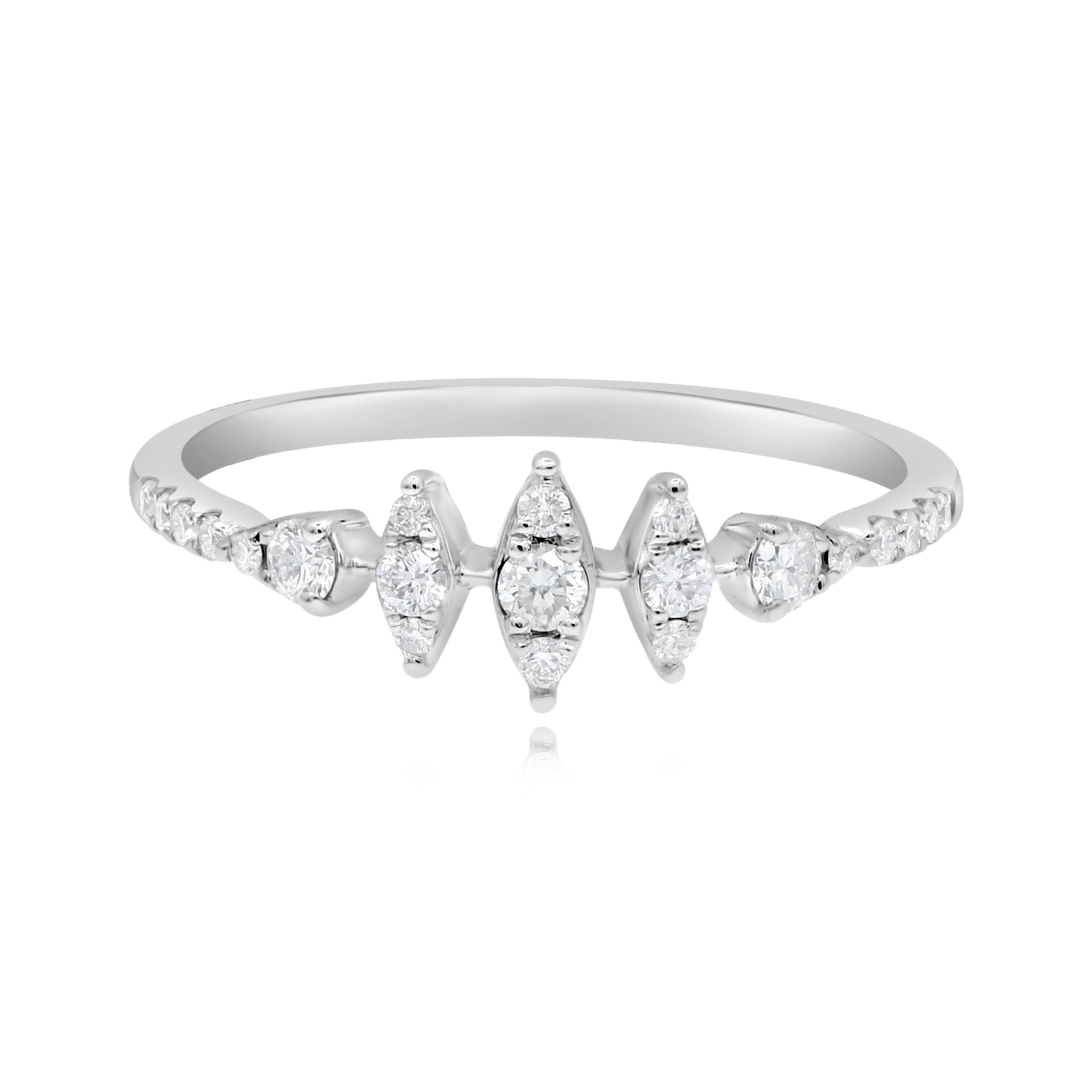 0.26 ct. Diamond 14K White Gold Marquise Crown Ring