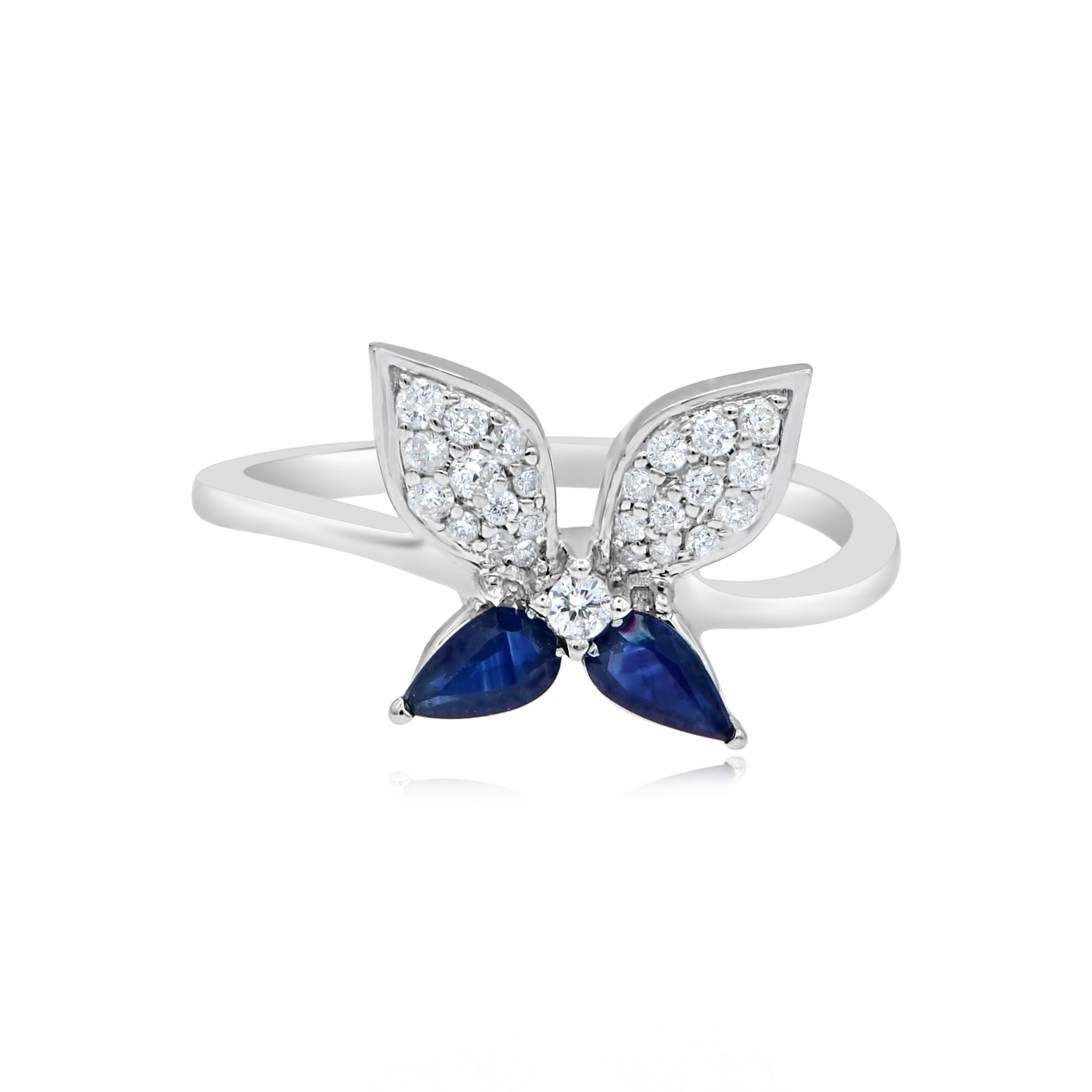 0.44 ct. Sapphire & 0.18 ct. Diamond 14K White Gold Butterfly Ring
