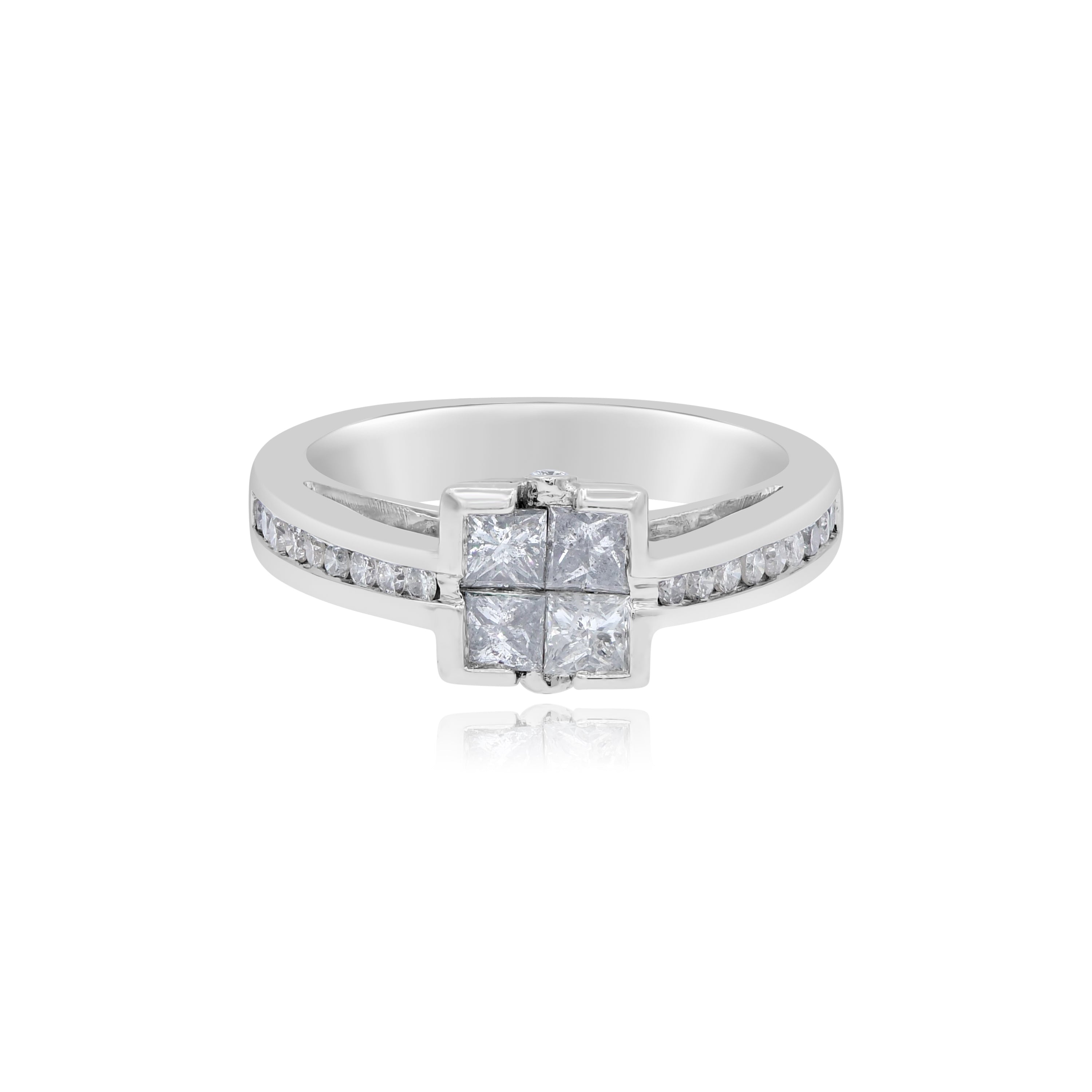 0.98 ct. Diamond 14K White Gold Channel Prong Set Engagement Ring