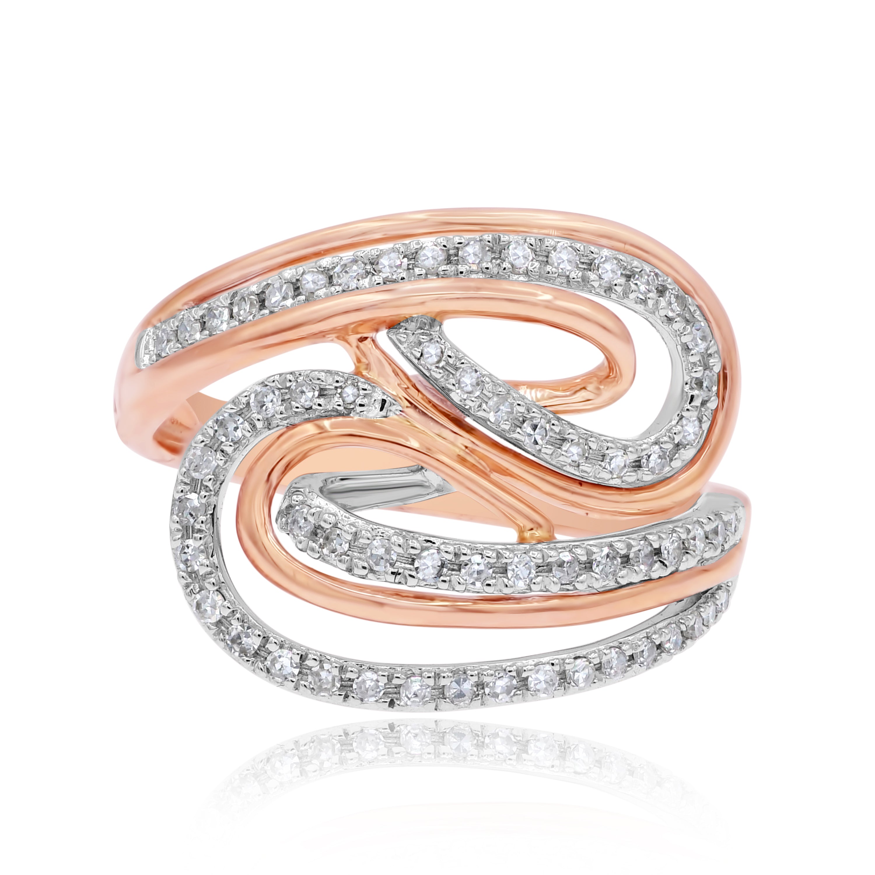 0.31 ct. Diamond 14K Two Tone Gold Spiral Ring
