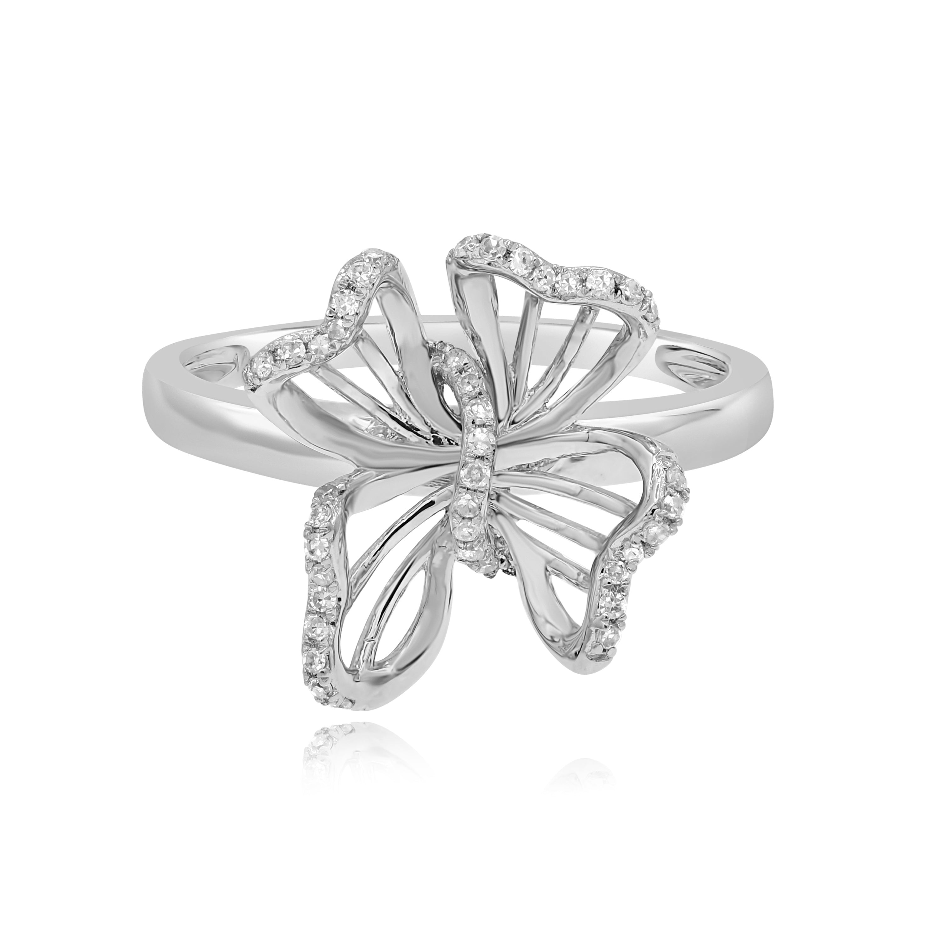 0.12 ct. Diamond 14K White Gold Cascading Flower Ring