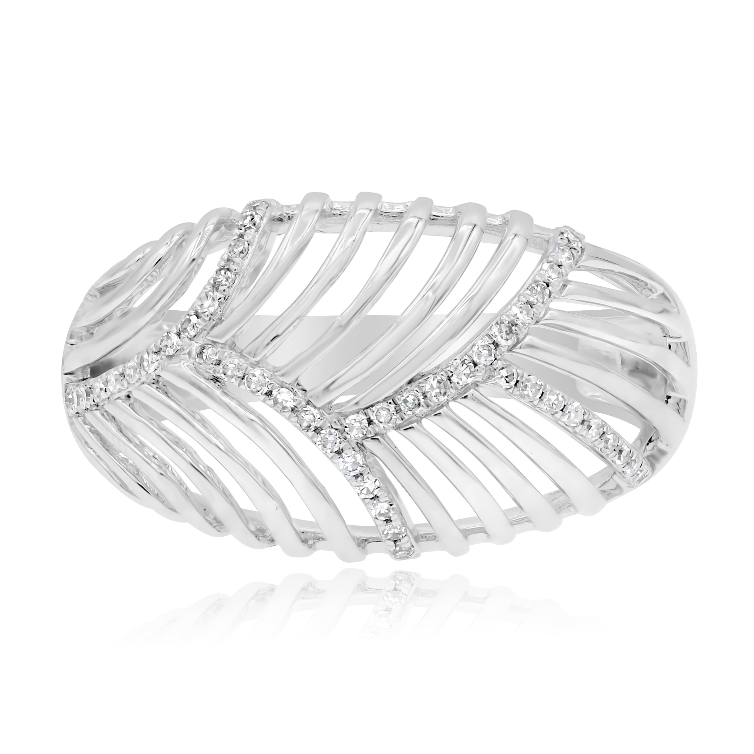 0.16 ct. Diamond 14K White Gold Pave Leaf Ring