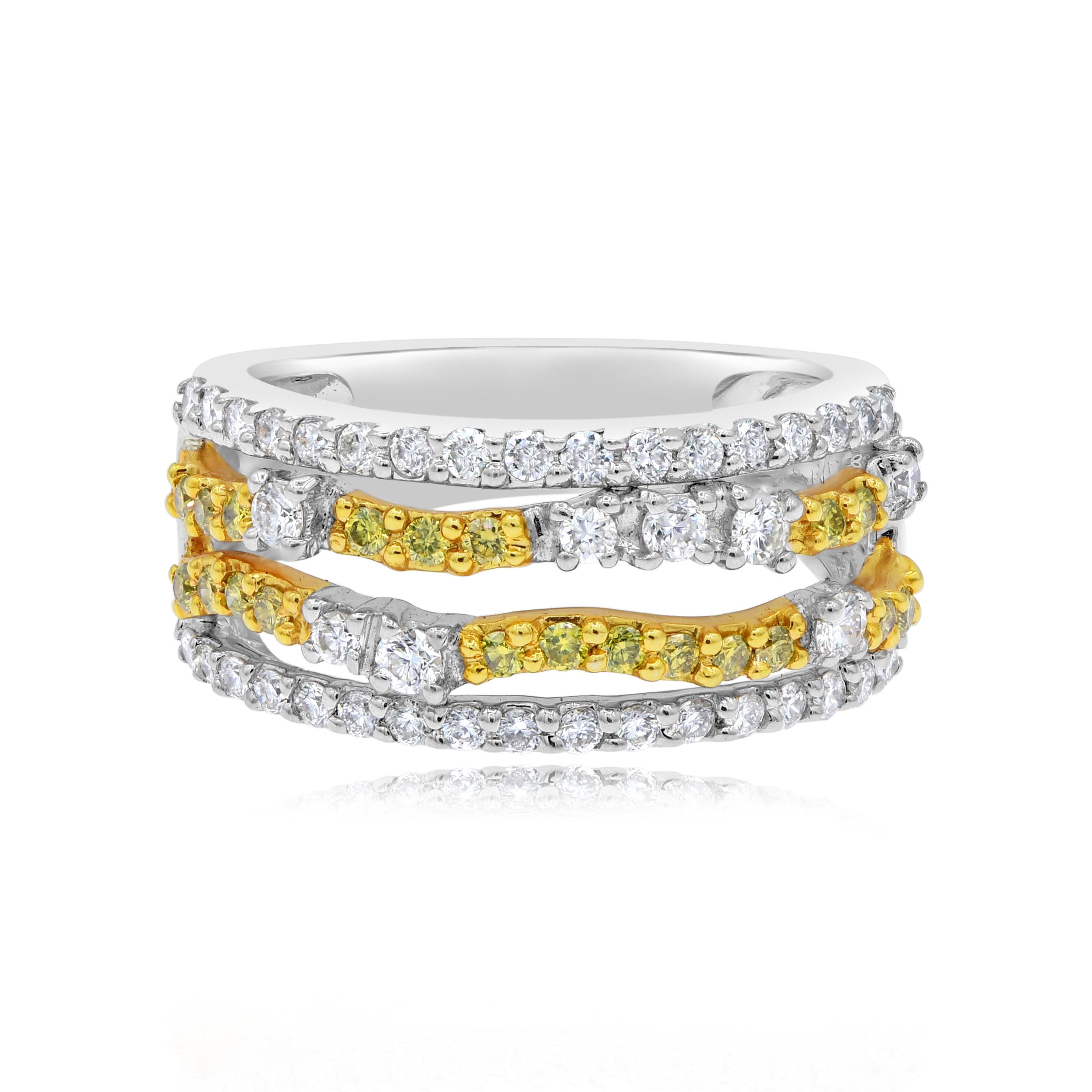0.97 ct. Yellow & White Diamond 14K Two Tone Gold Openwork Wide Band