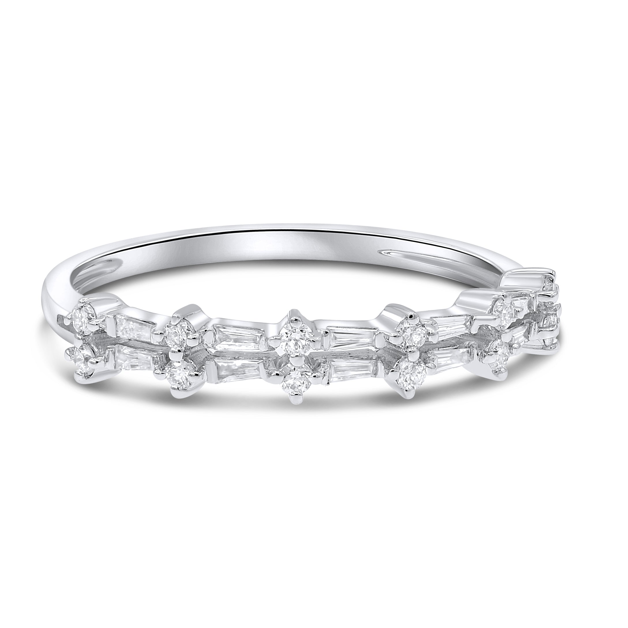 0.21 ct. Diamond 14K White Gold Pave Baguette Band