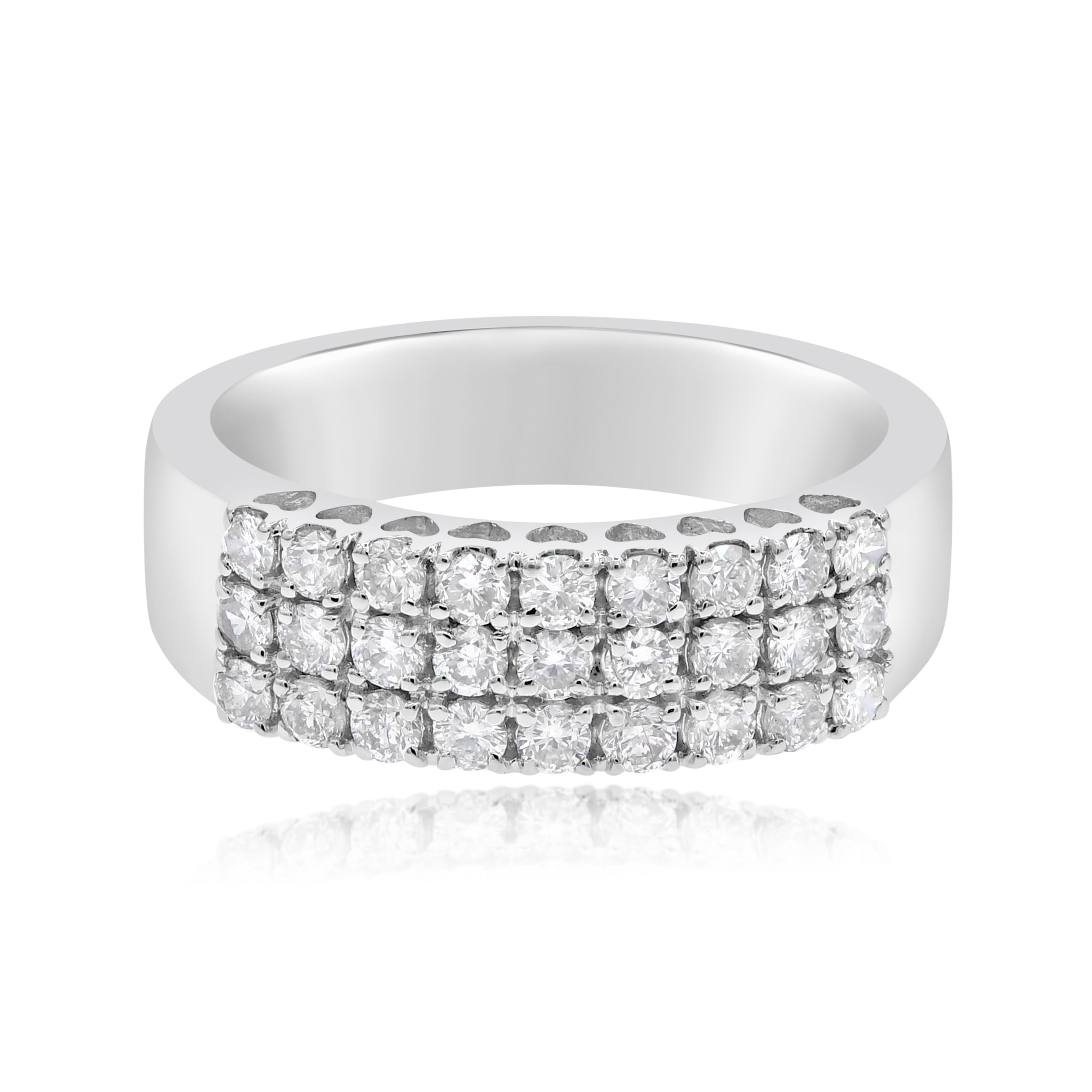 0.81 ct. Diamond 14K White Gold 3 Rows Half Eternity Band