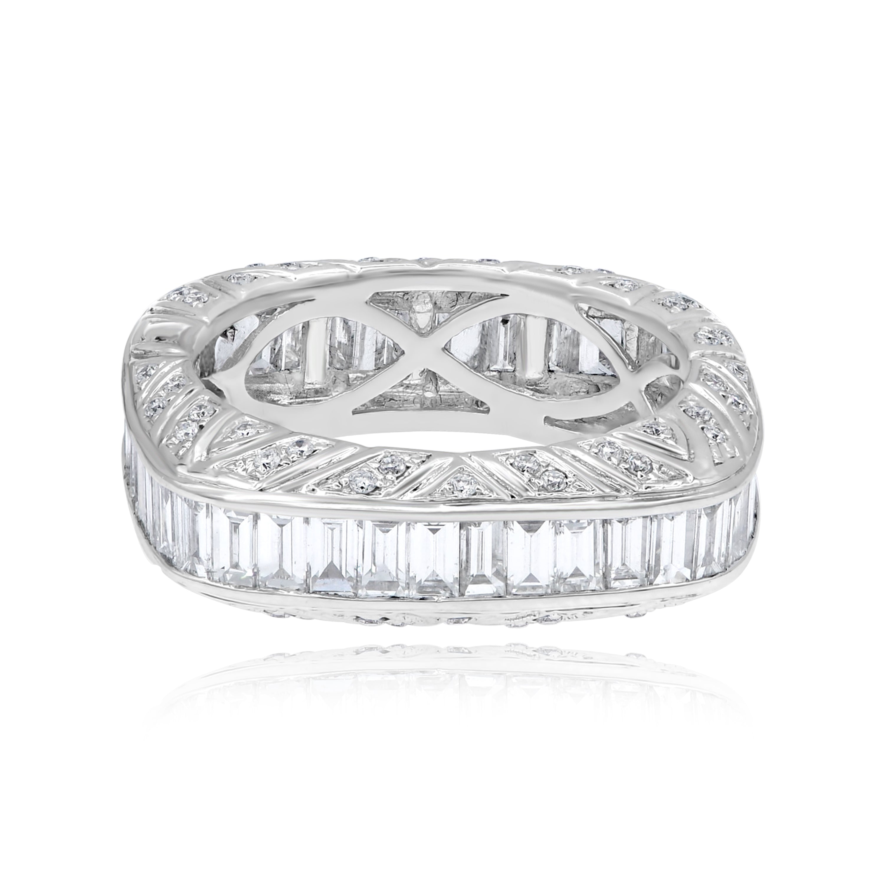 2.91 ct. Diamond 18K White Gold Beveled Square Eternity Band