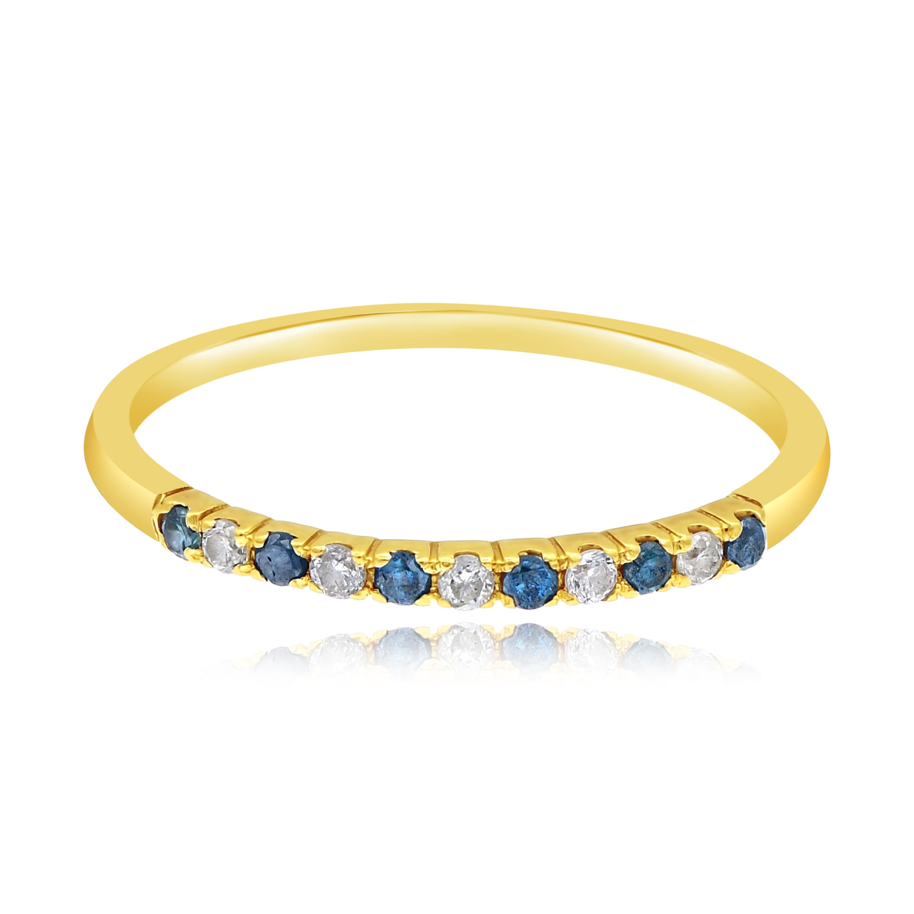 0.15 ct. Blue & White Diamond 14K Yellow Gold Half Eternity Band