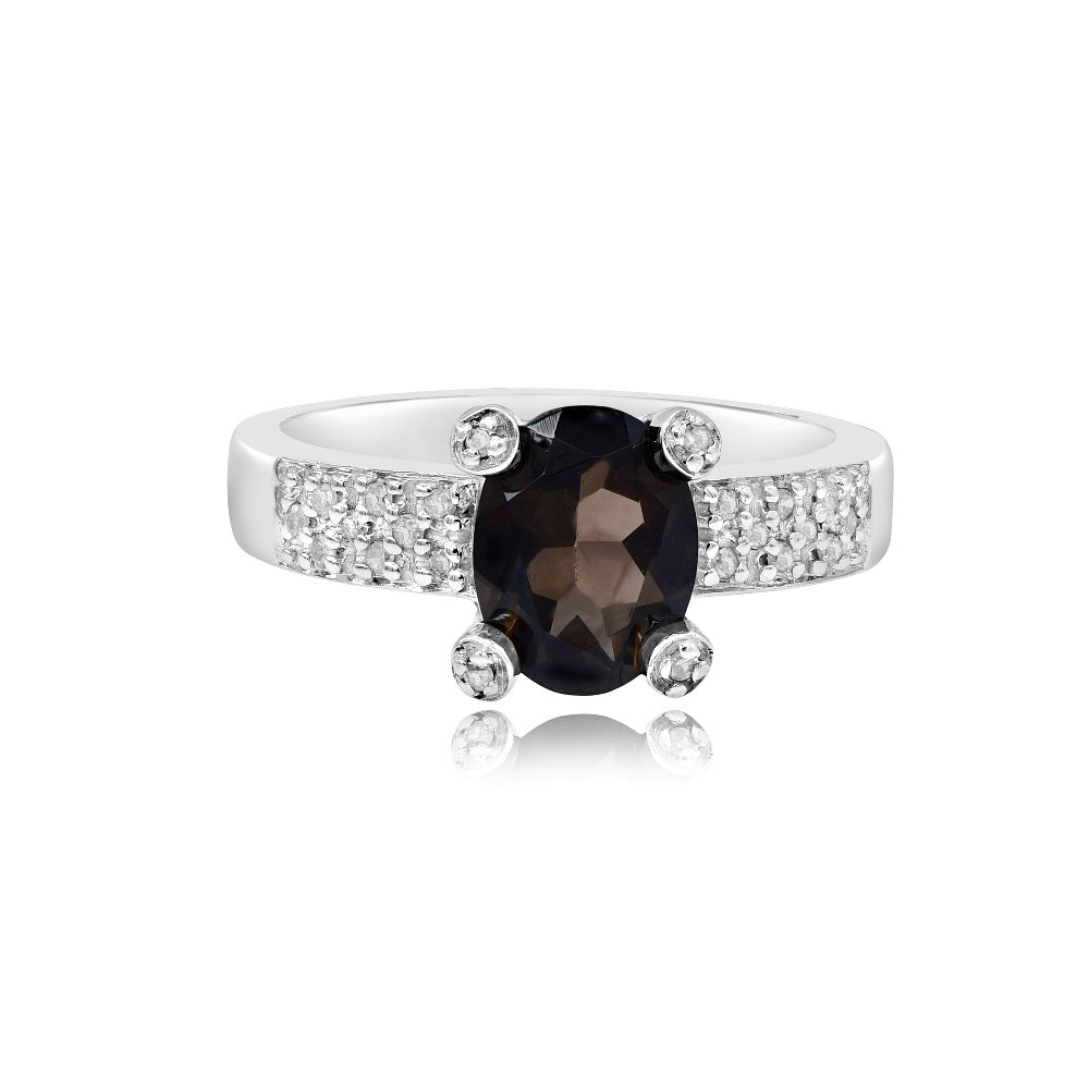 1.47 ct. Quartz & 0.12 ct. Diamond 14K White Gold Ring