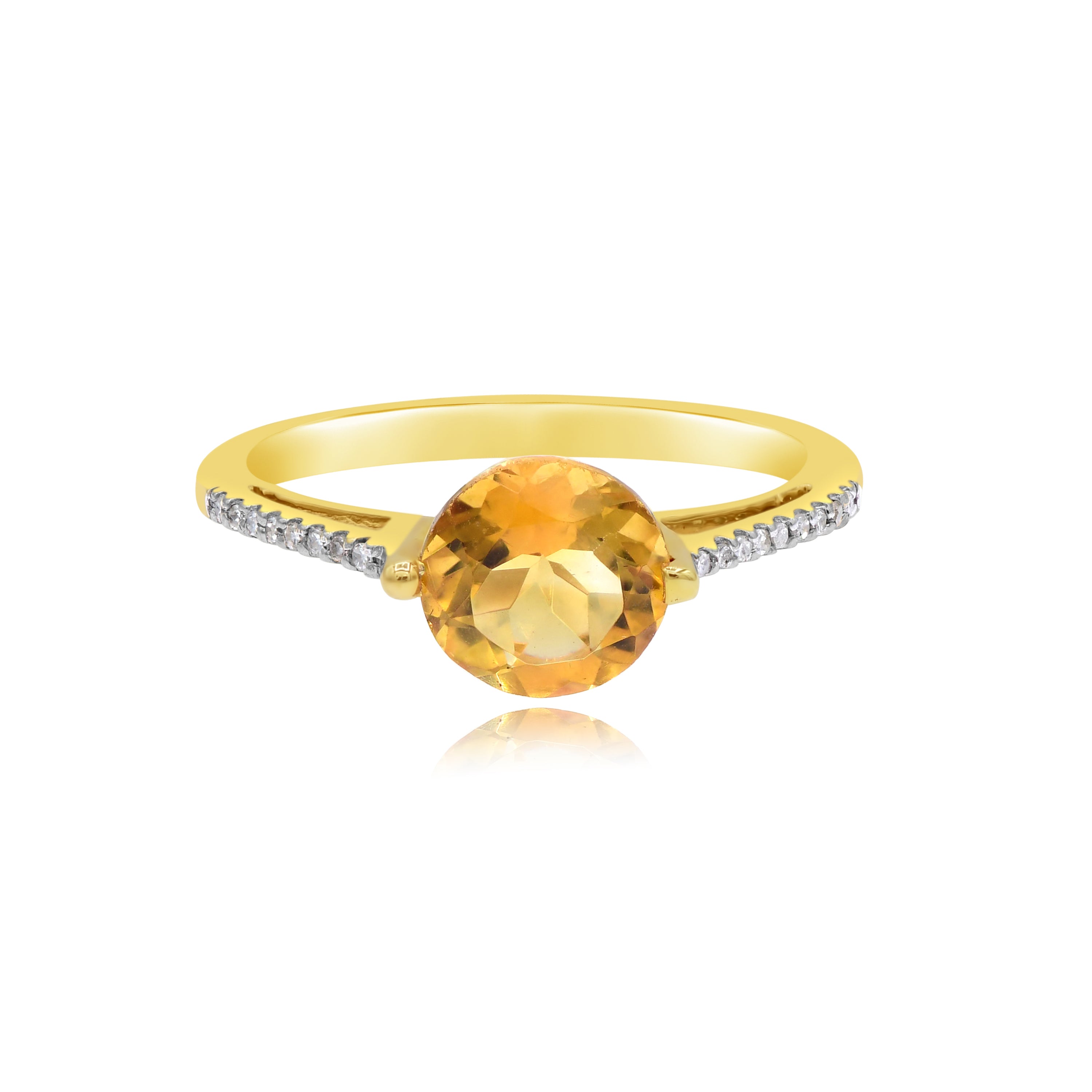 1.77 ct. Citrine & 0.05 ct. Diamond 14K Yellow Gold Ring
