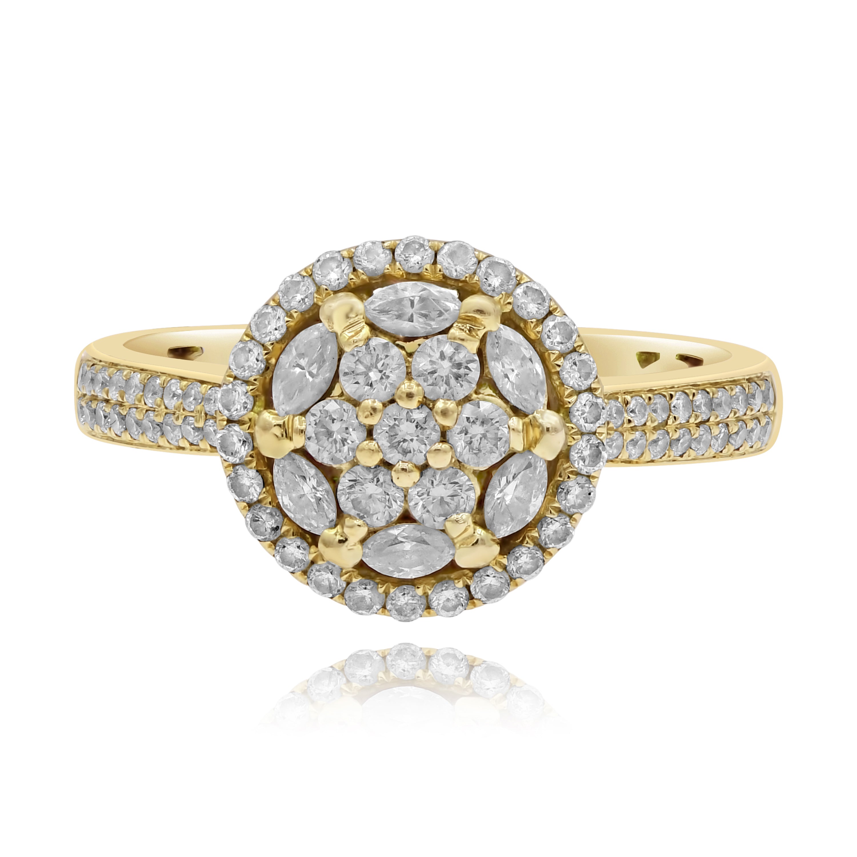 0.81 ct. Diamond 14K Yellow Gold Moonlight Cluster Ring