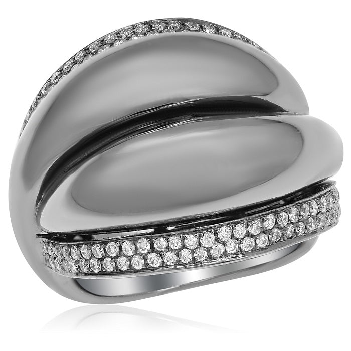 0.6 ct. Diamond 18K White Gold Pave Wide Sleek Ring