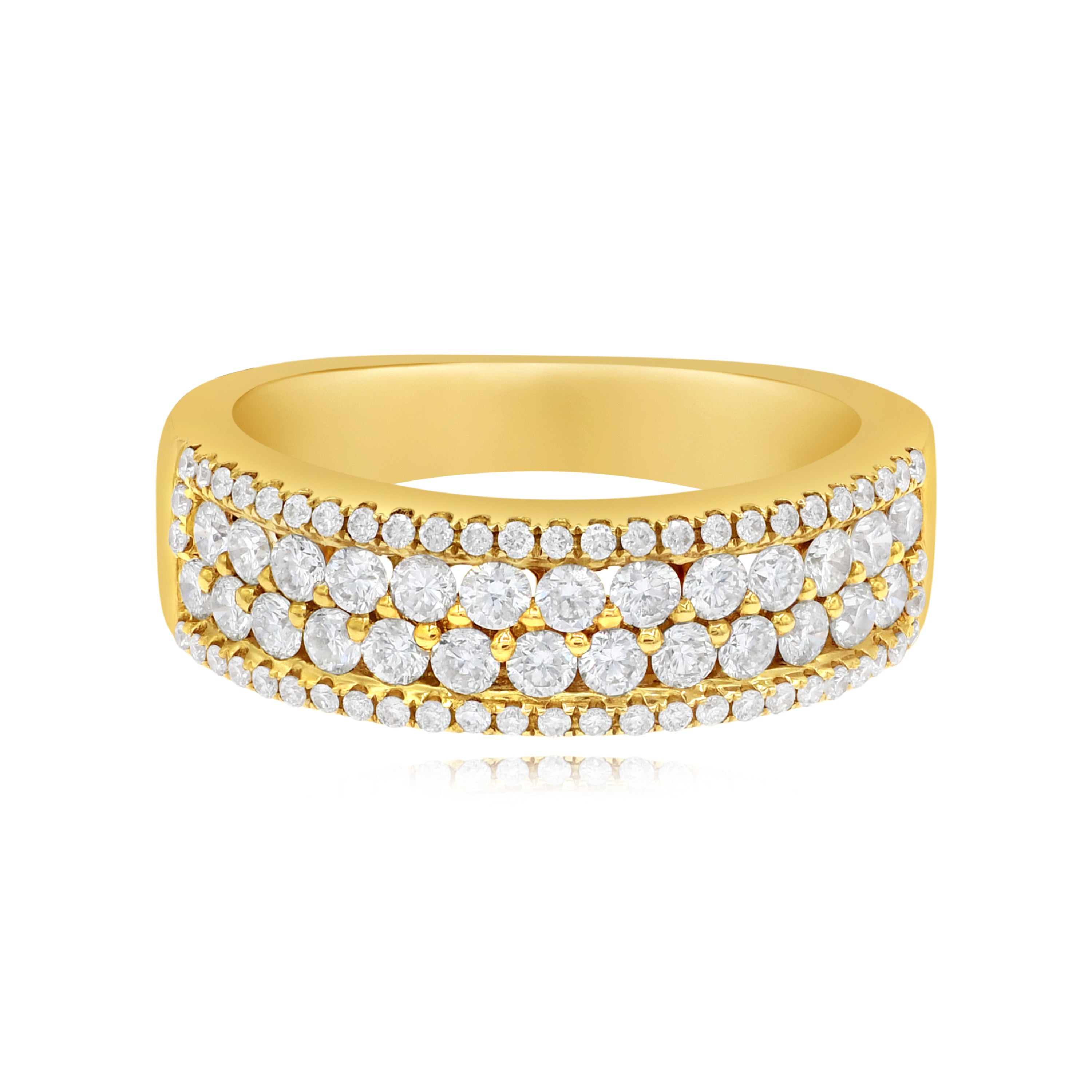 1.05 ct. Diamond 14K Yellow Gold 4-Rows Pave Band