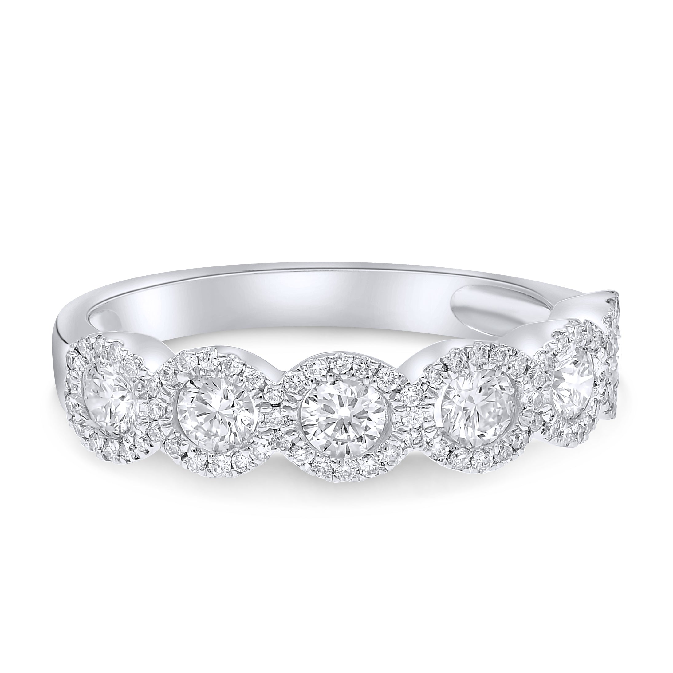 0.87 ct. Diamond Platinum Halo Half Band Ring
