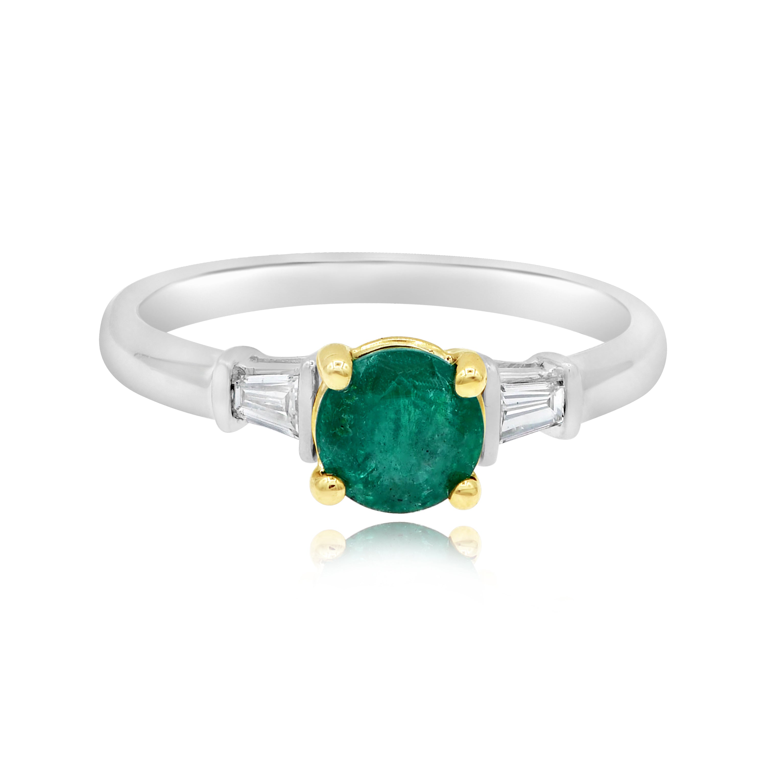 0.83 ct. Emerald & 0.18 ct. Diamond 14K White Gold Ring