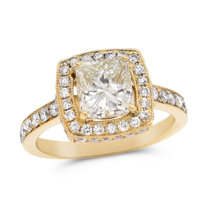 2.5 ct. Diamond 14K Yellow Gold Halo Ring