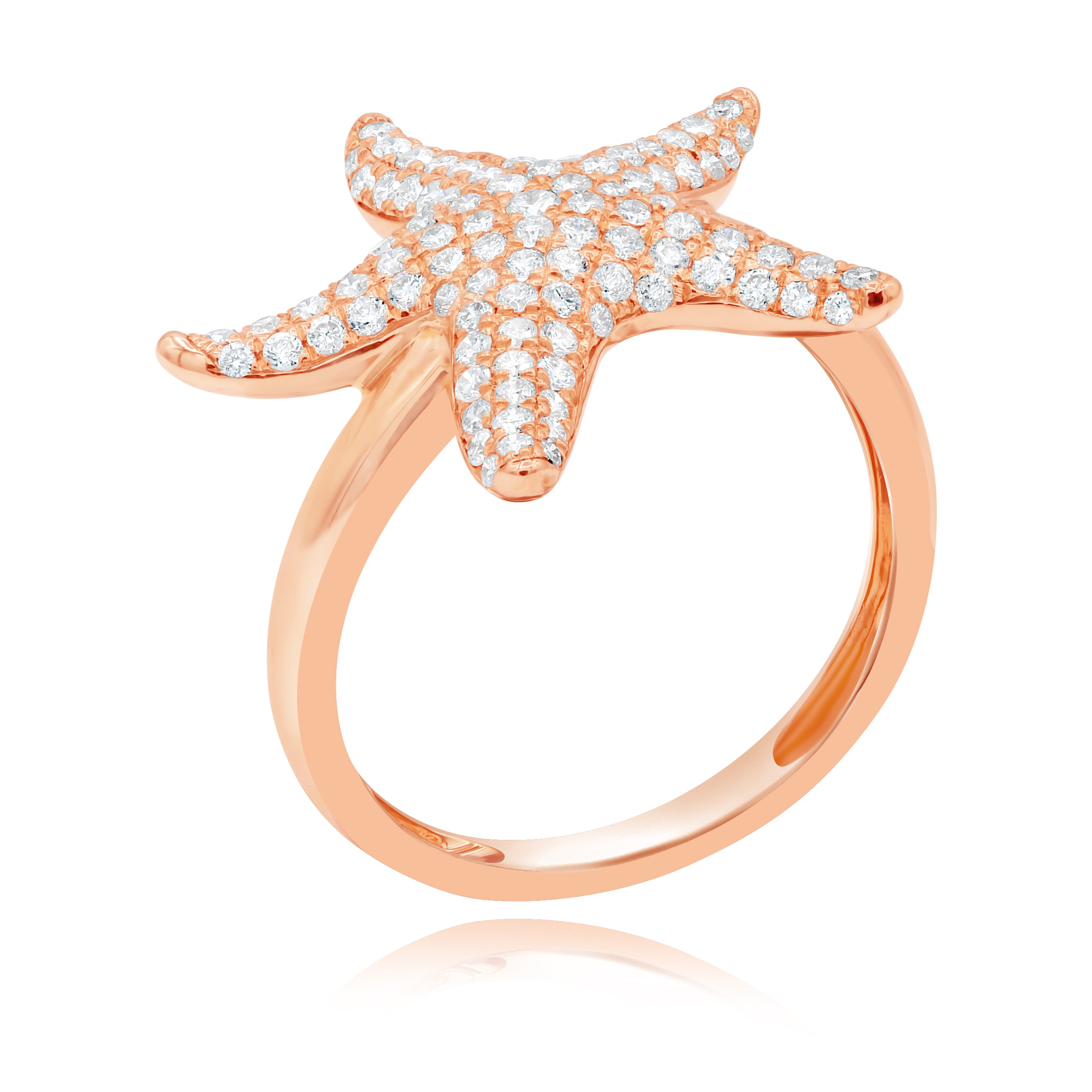 0.72 ct. Diamond 14K Rose Gold Starfish Rings