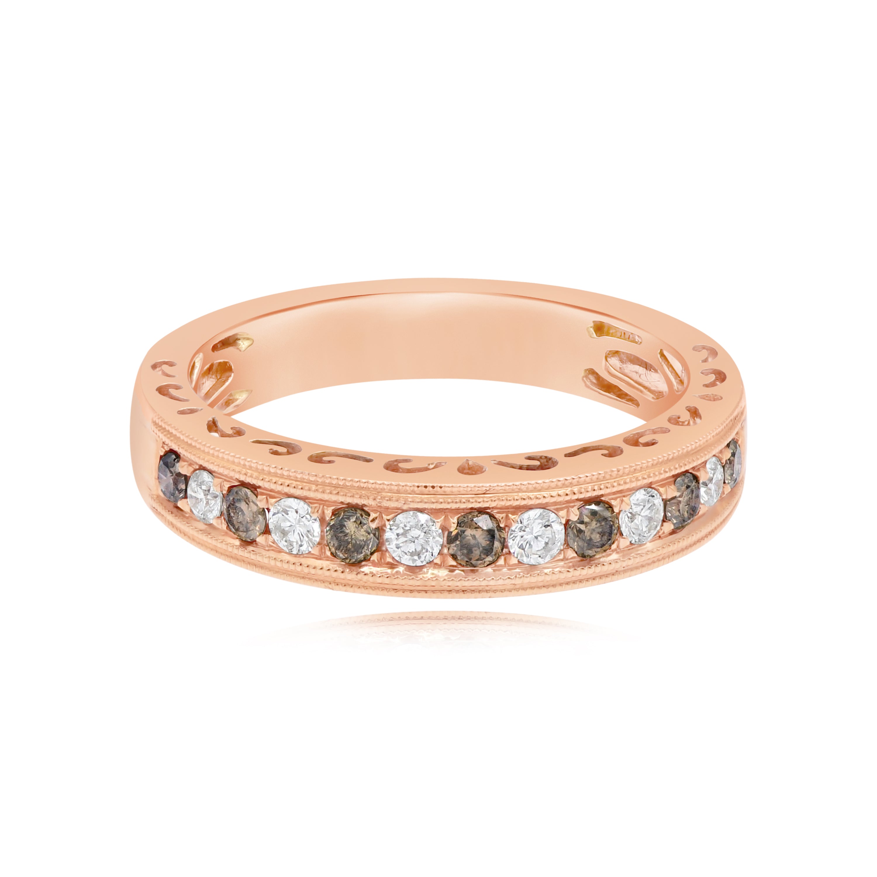 0.23 ct. Brown Diamond & 0.2 ct. Diamond 18K Rose Gold Half Eternity Band