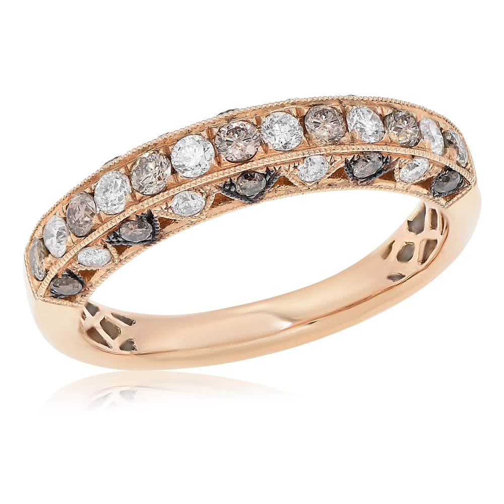 0.39 ct. Brown Diamond & 0.31 ct. Diamond 18K Rose Gold Half Eternity Band
