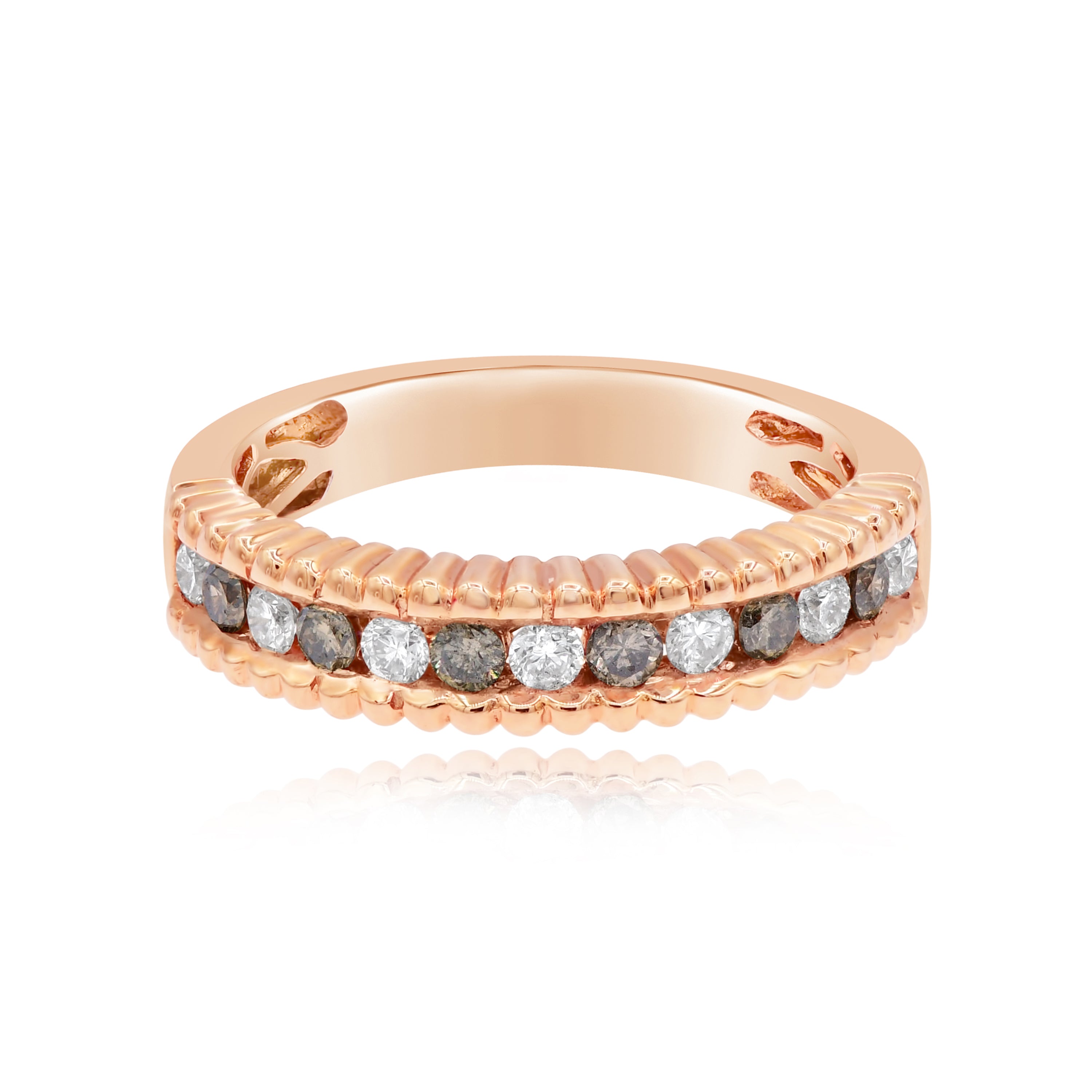 0.51 ct. Brown & White Diamond 18K Rose Gold Half Eternity Band