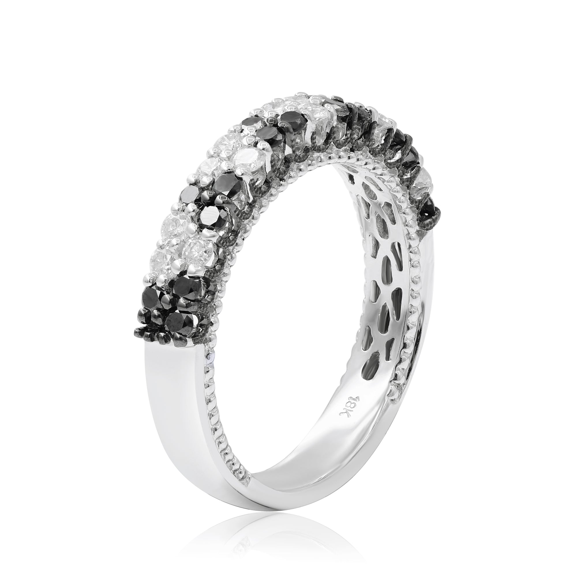 0.4 ct. Black Diamond & 0.4 ct. Diamond 14K White Gold Half Eternity Band