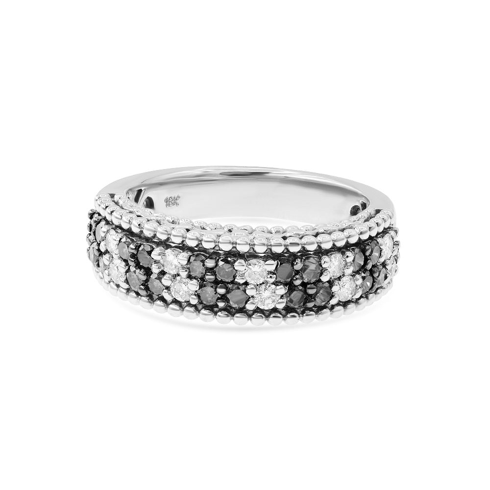 0.55 ct. Brown Diamond & 0.28 ct. Diamond 18K White Gold Double Row Half Eternity Band