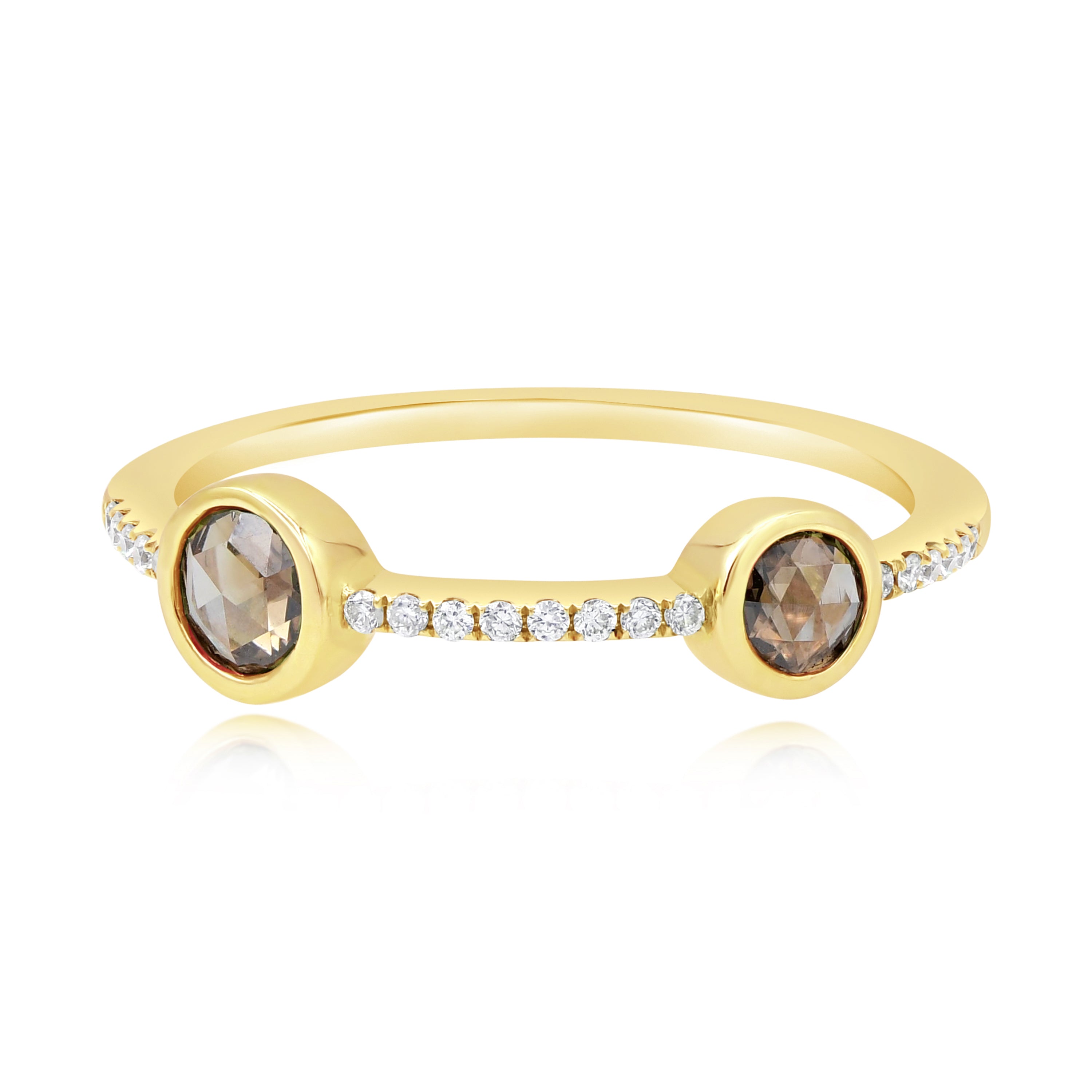 0.4 ct. Brown & White Diamond 18K Yellow Gold Stone Station Ring
